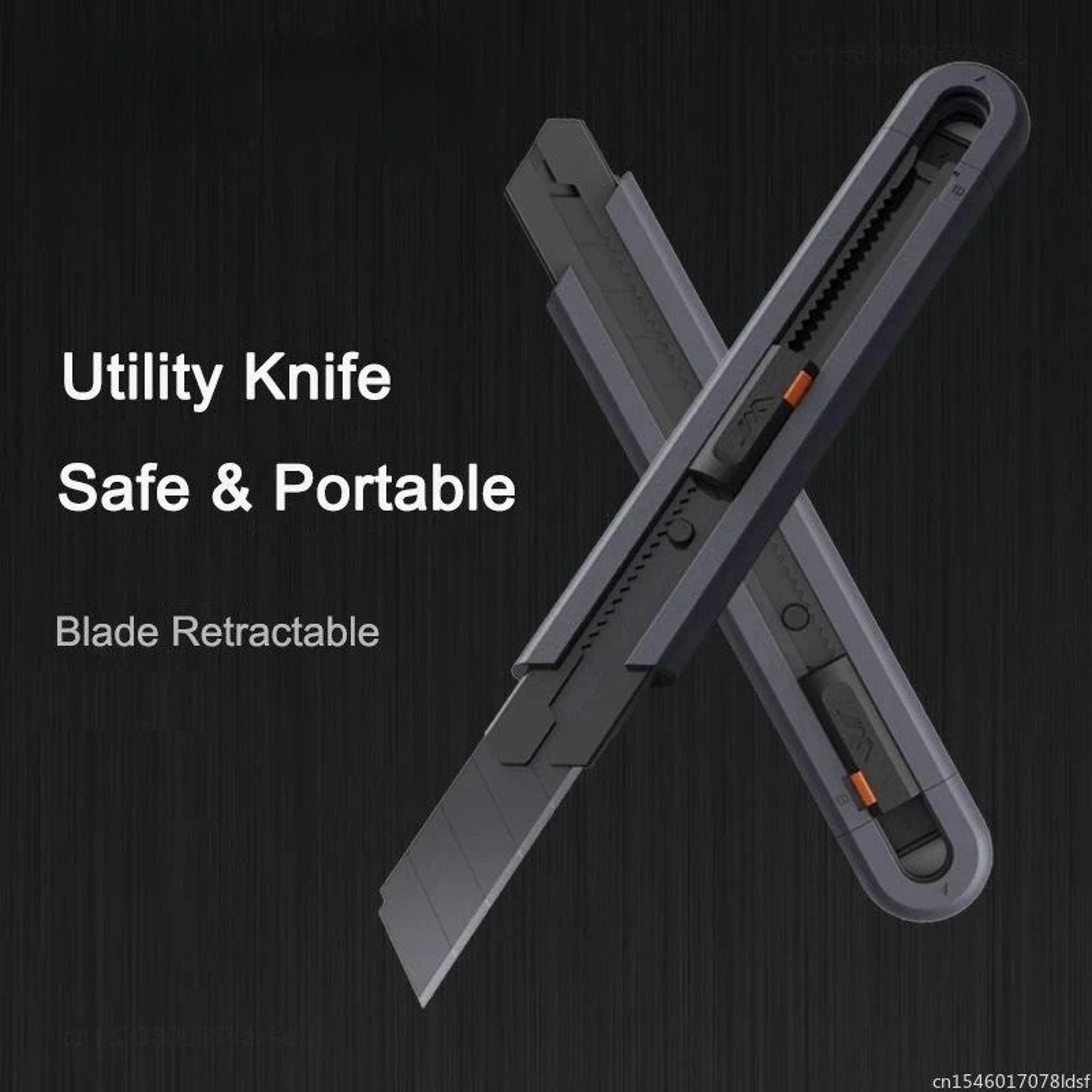 compact pocket utility knife with safety lock and carbon steel blade