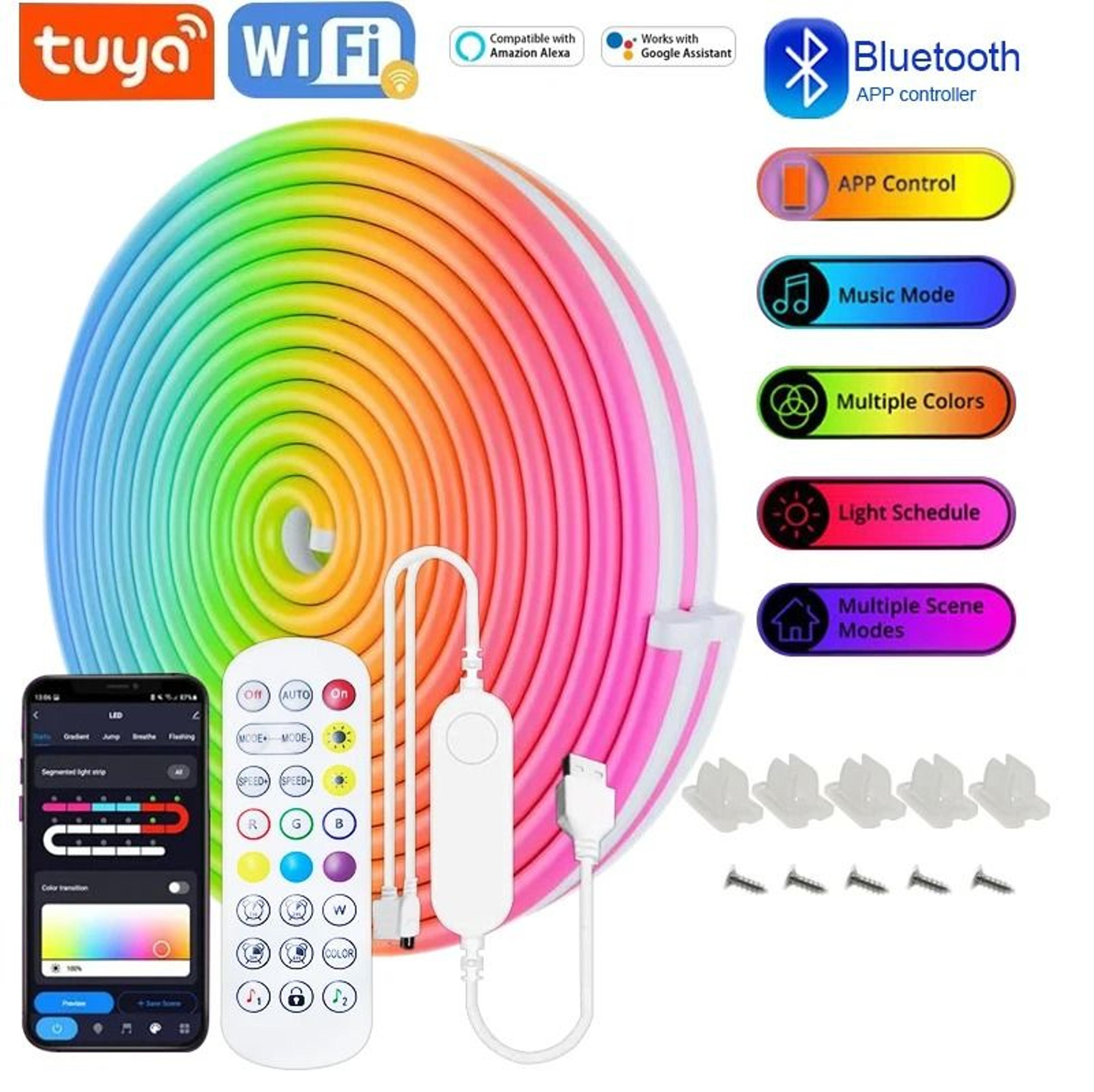 smart rgb led neon light strip with app and bluetooth control