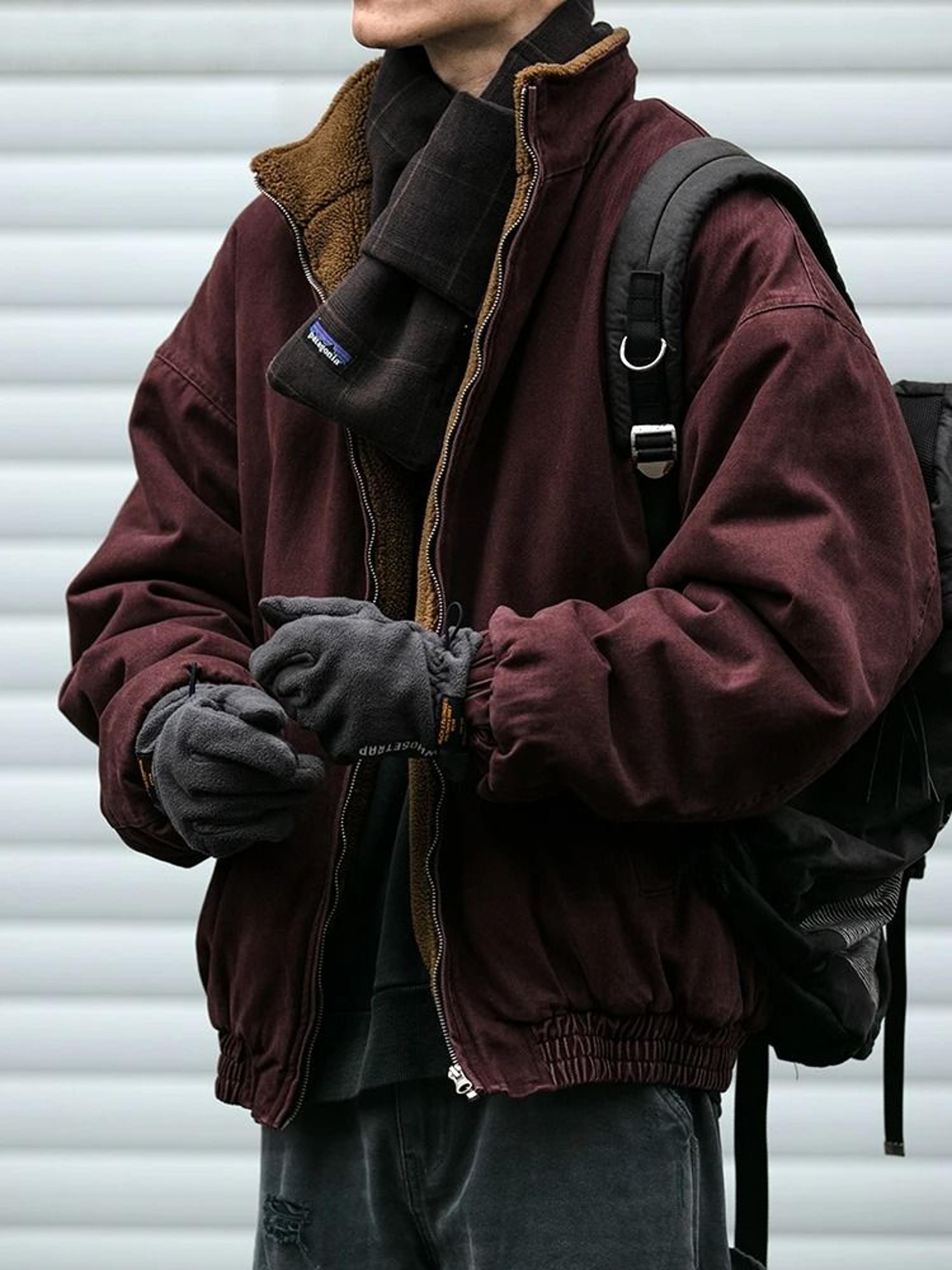 vintage polar fleece winter jacket for men