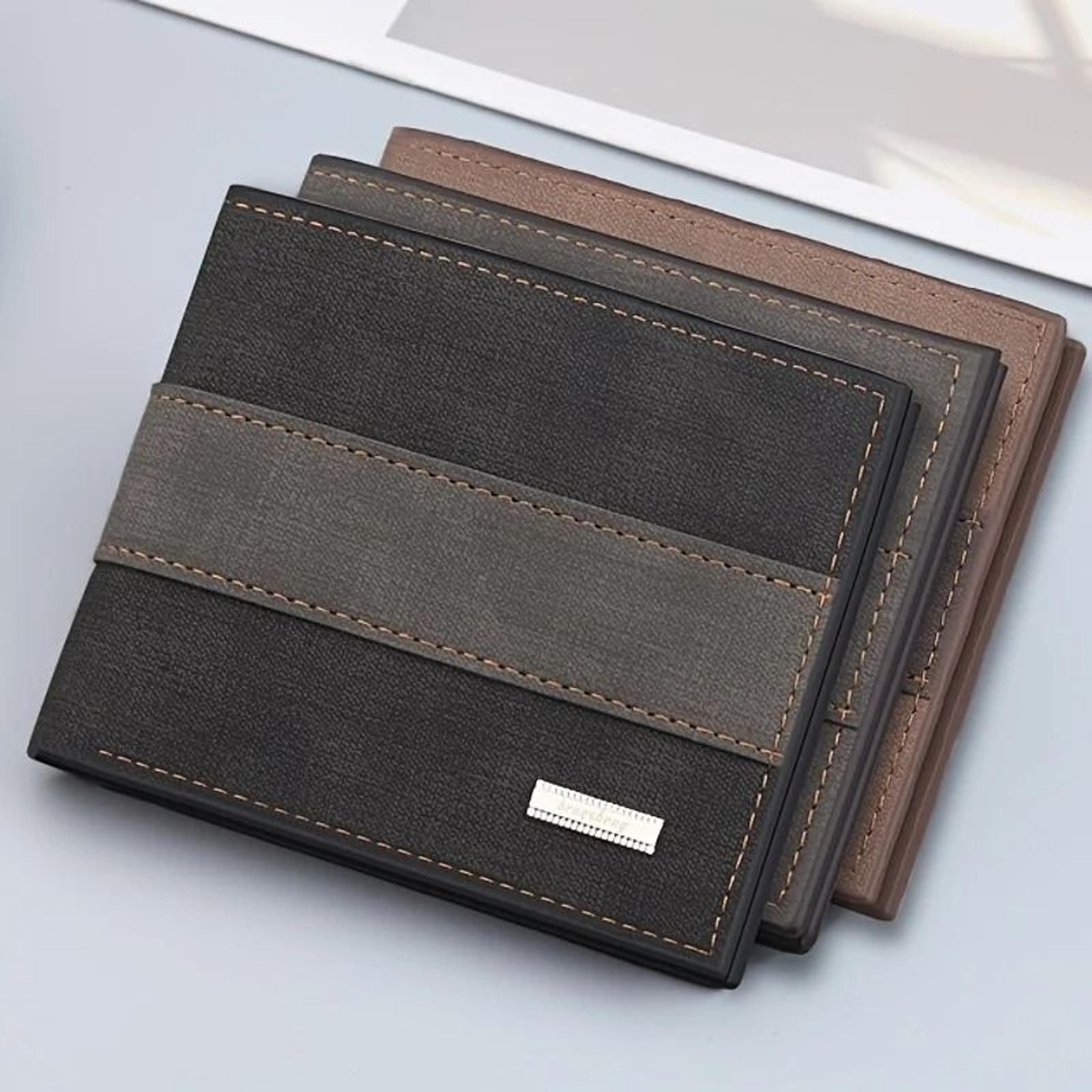 mens patchwork pu leather card holder wallet