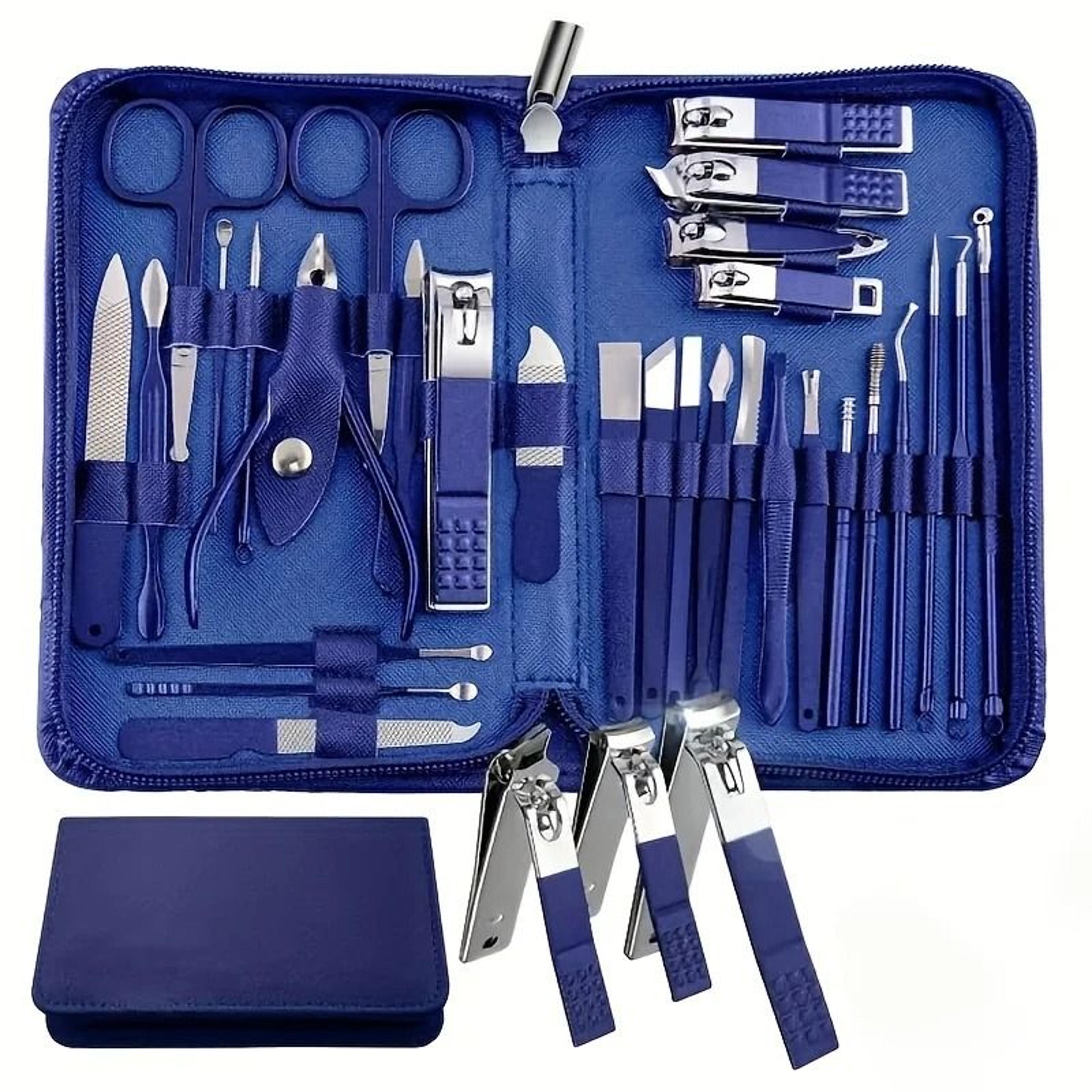 professional 30 piece manicure and pedicure set with stainless steel tools