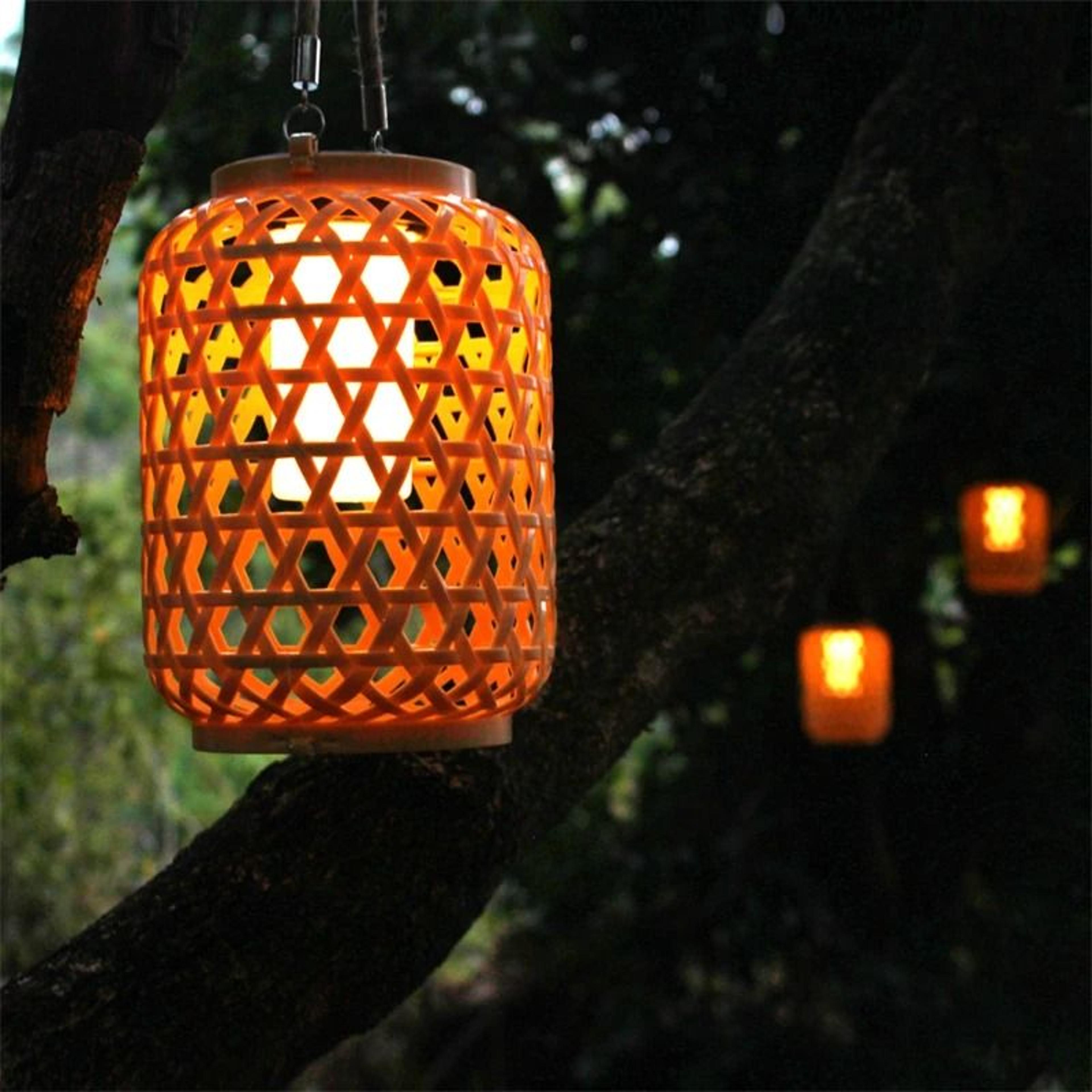 solar bamboo woven lantern for outdoor garden and patio decor