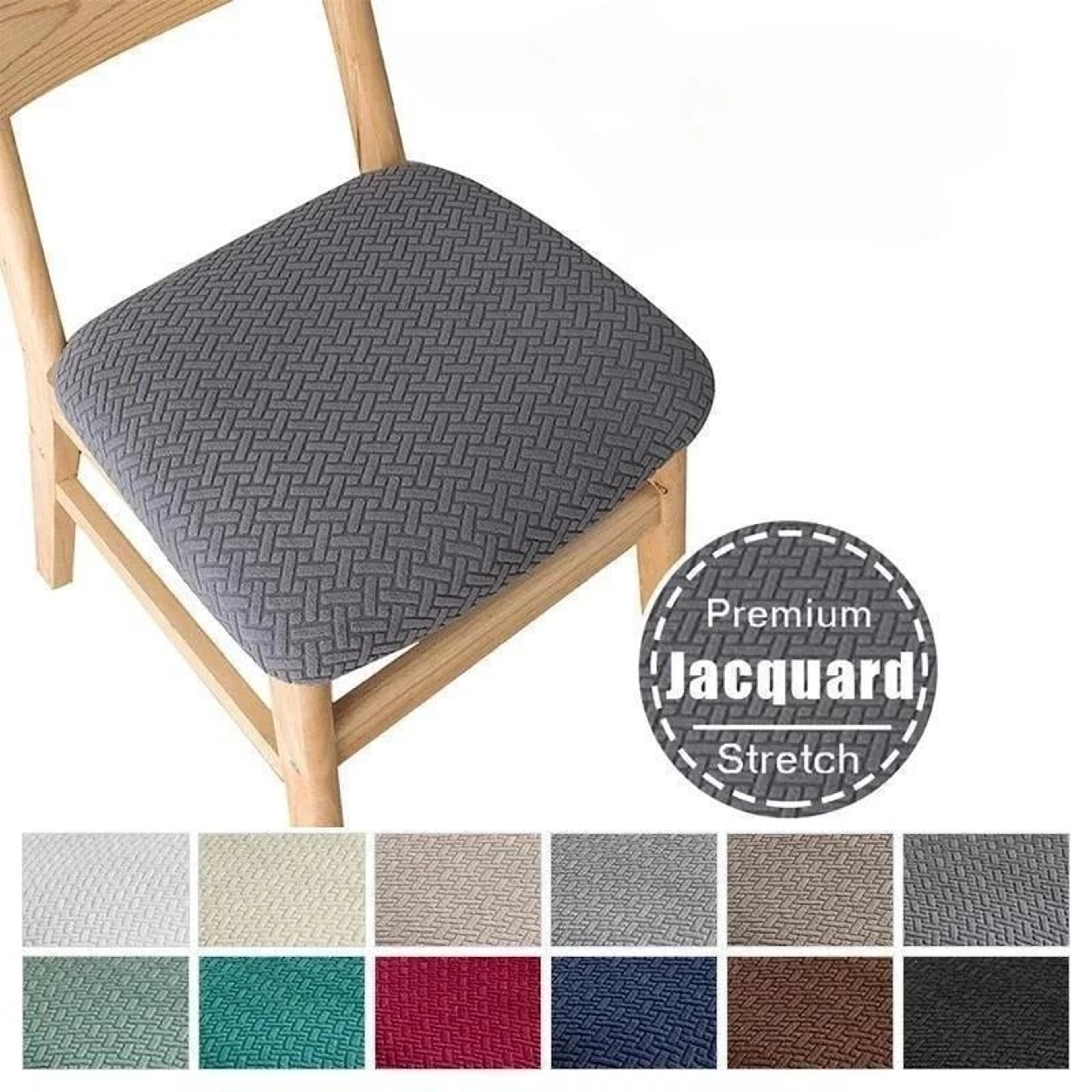 stretchable jacquard dining chair seat cover