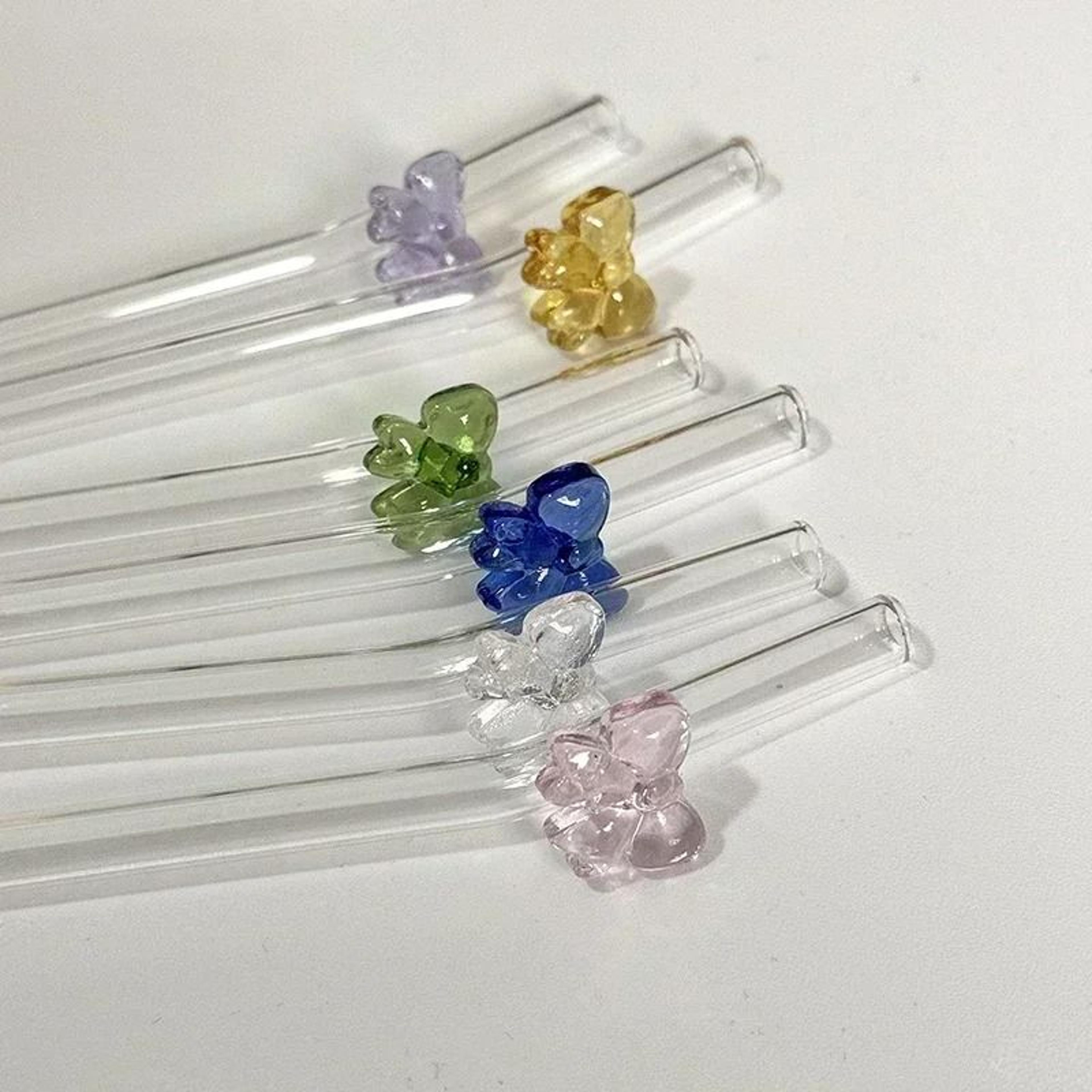 cute butterfly heat resistant glass straw reusable drinking straw