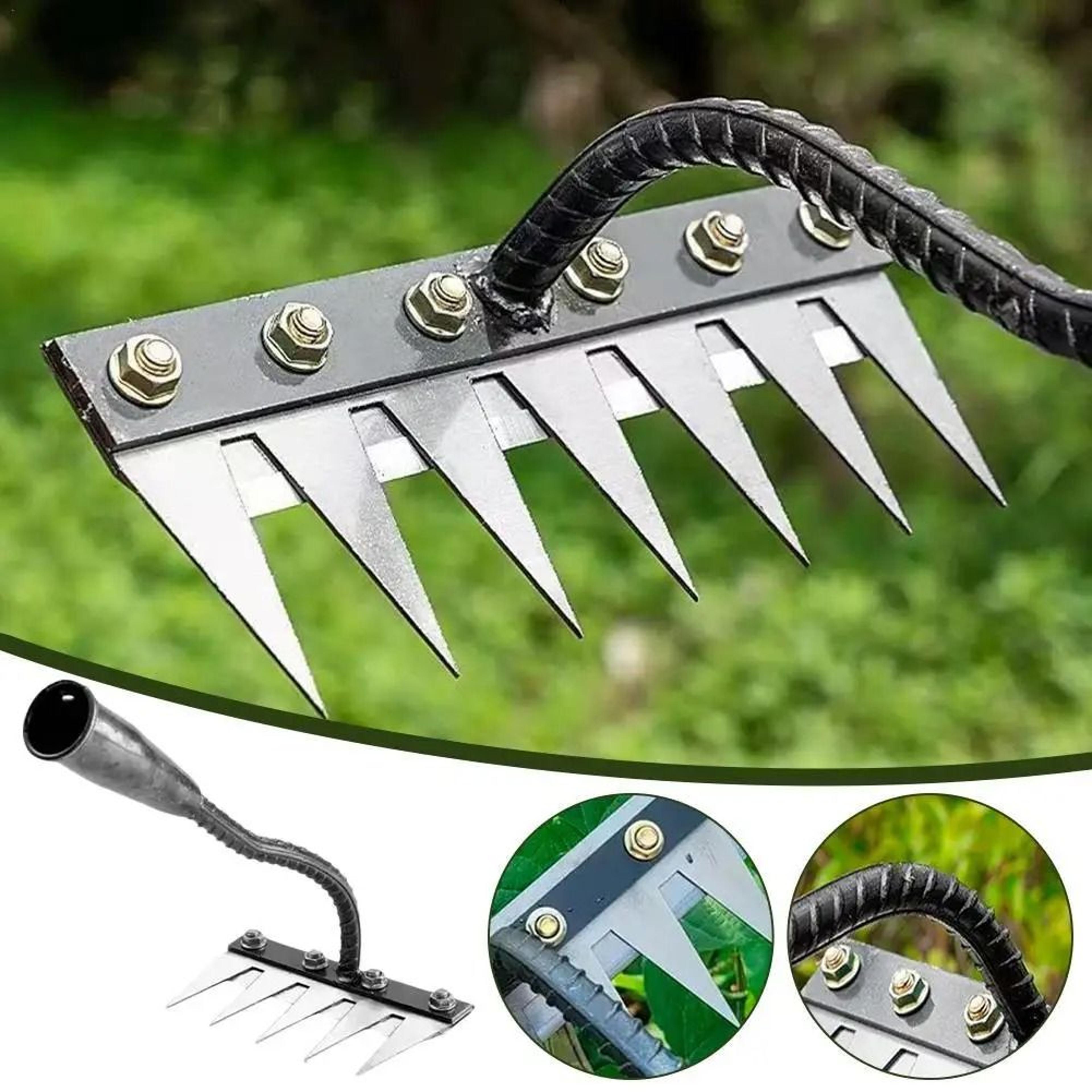 carbon steel garden hand rake for weeding and soil scarifying