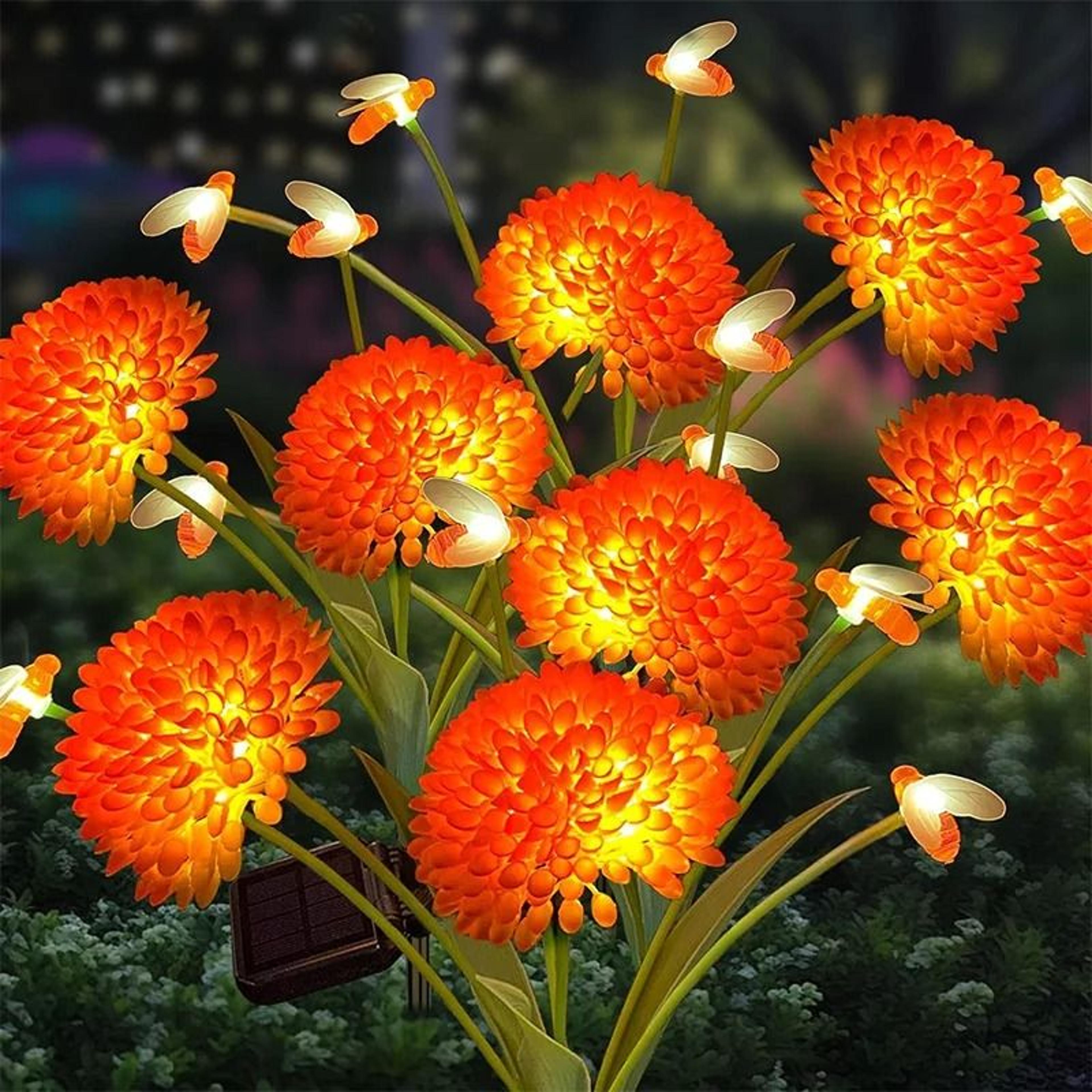 solar garden bee flower light decorative outdoor lamp for yard and patio