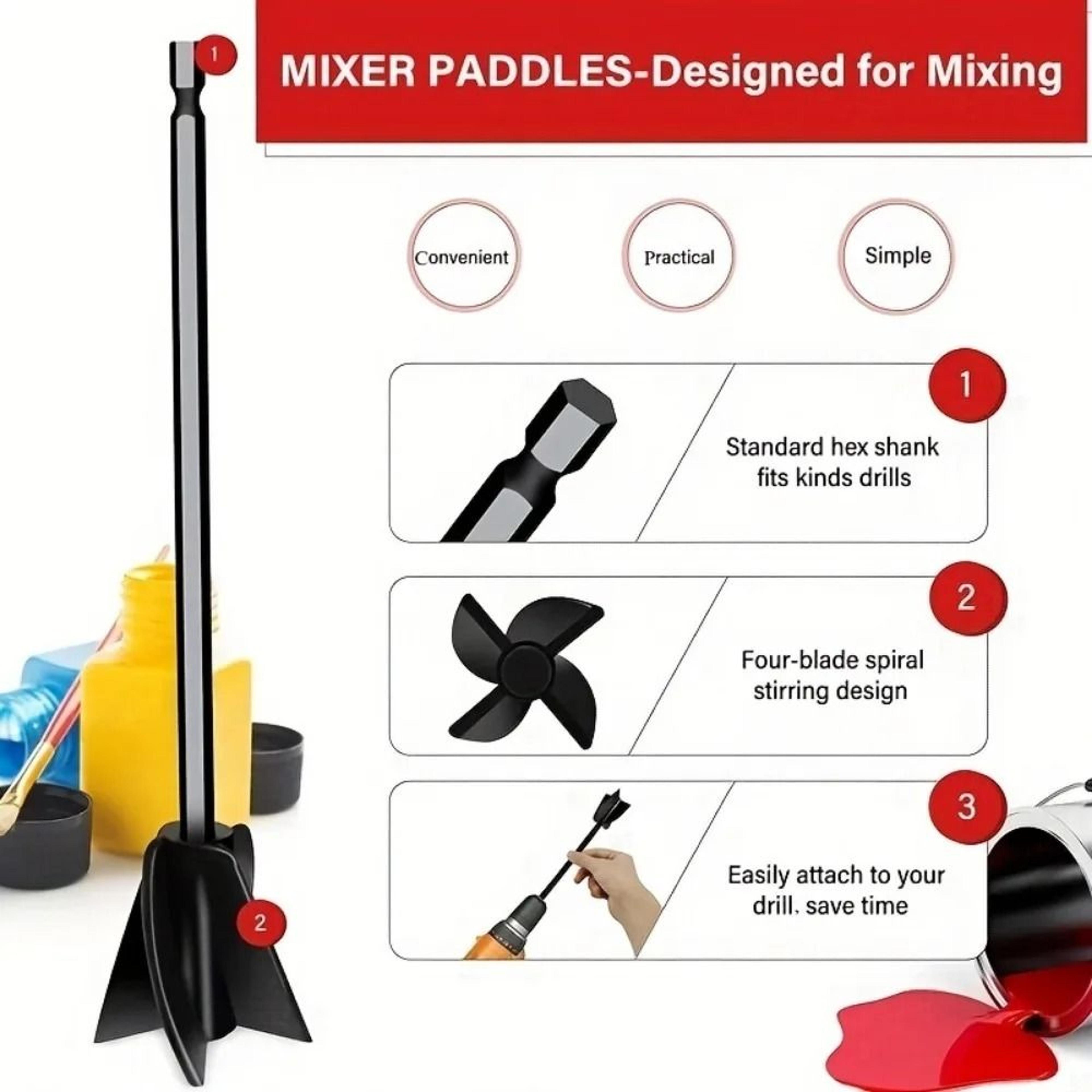 adjustable black epoxy resin mixer paddle attachment