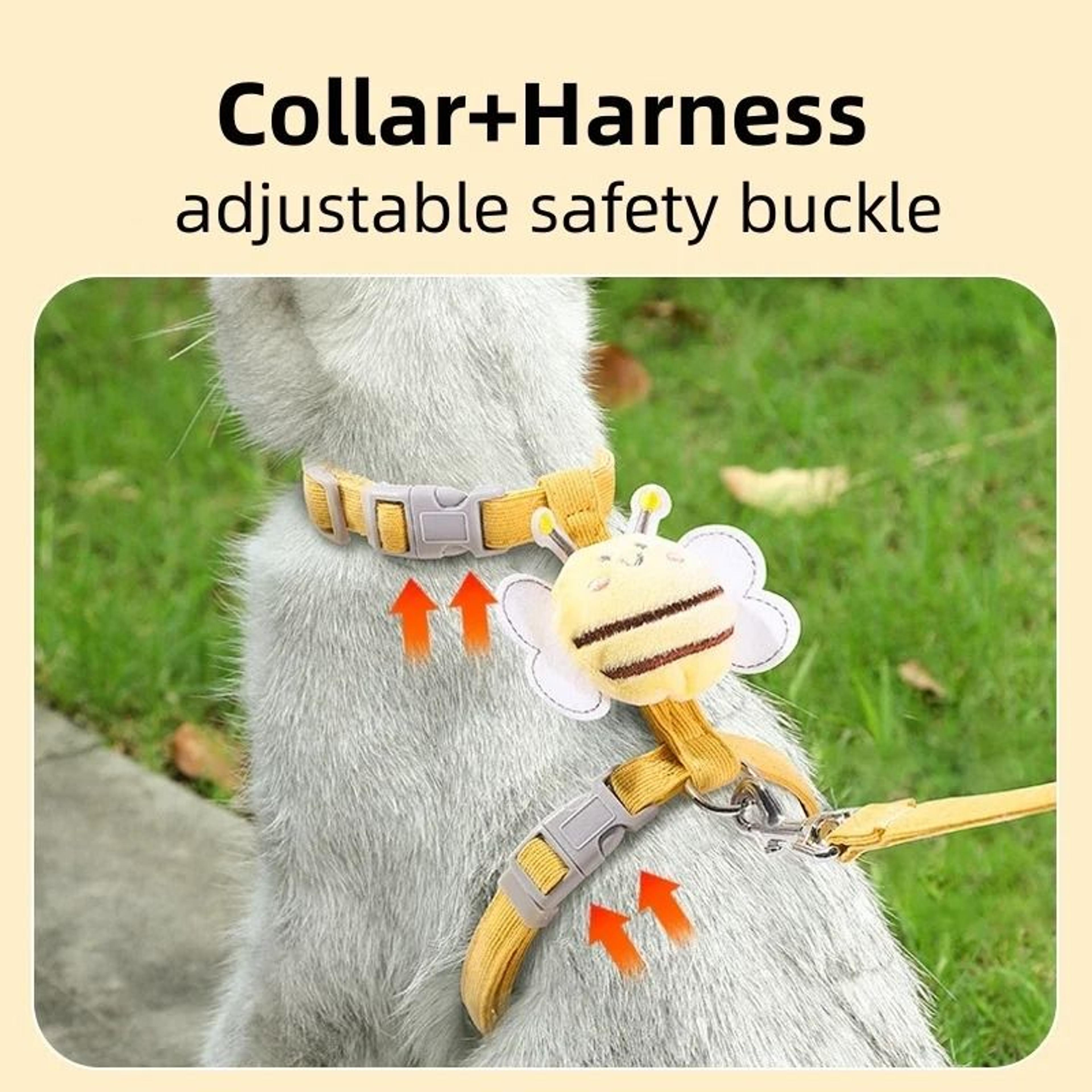 adjustable bee harness and leash set for small and medium pets