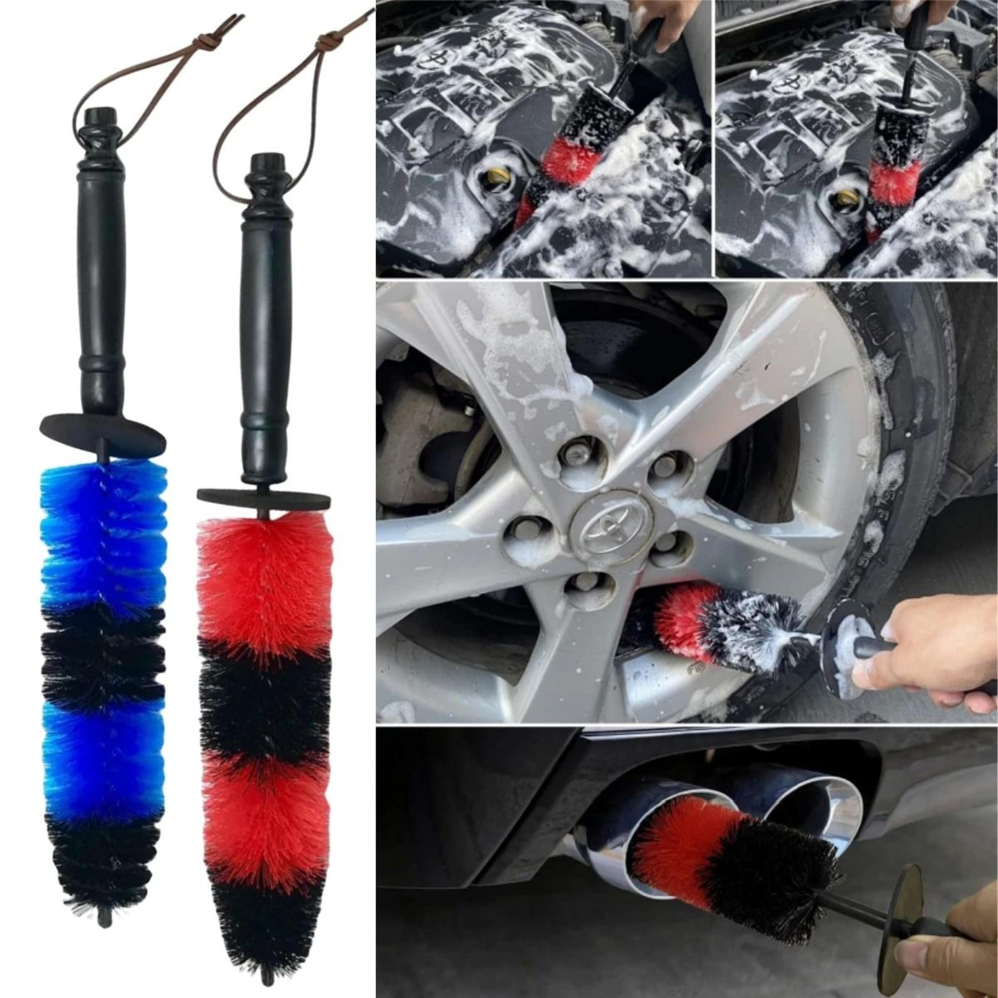 soft long handle wheel cleaning brush for car rims and tires