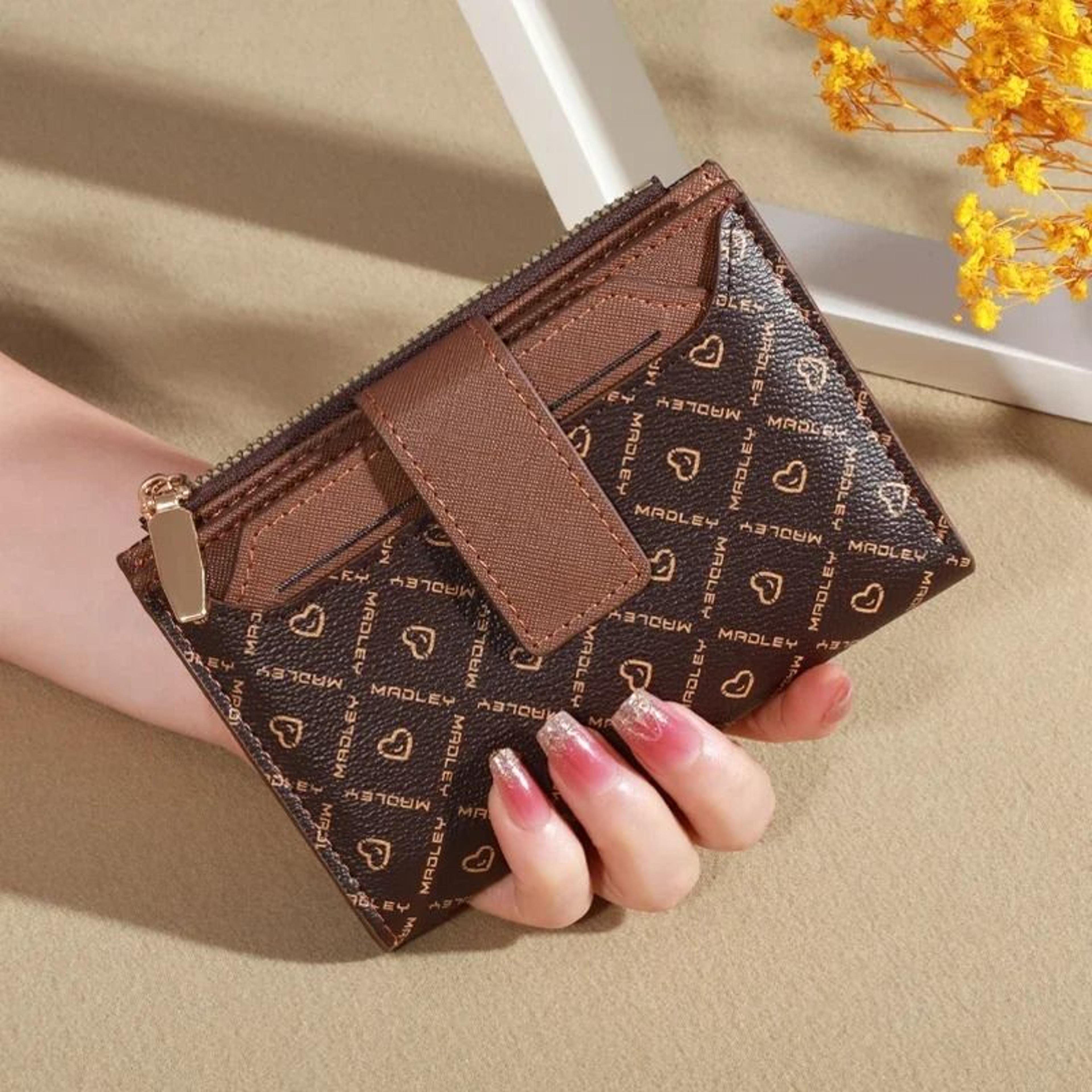 vintage solid color short wallet bifold coin purse for women