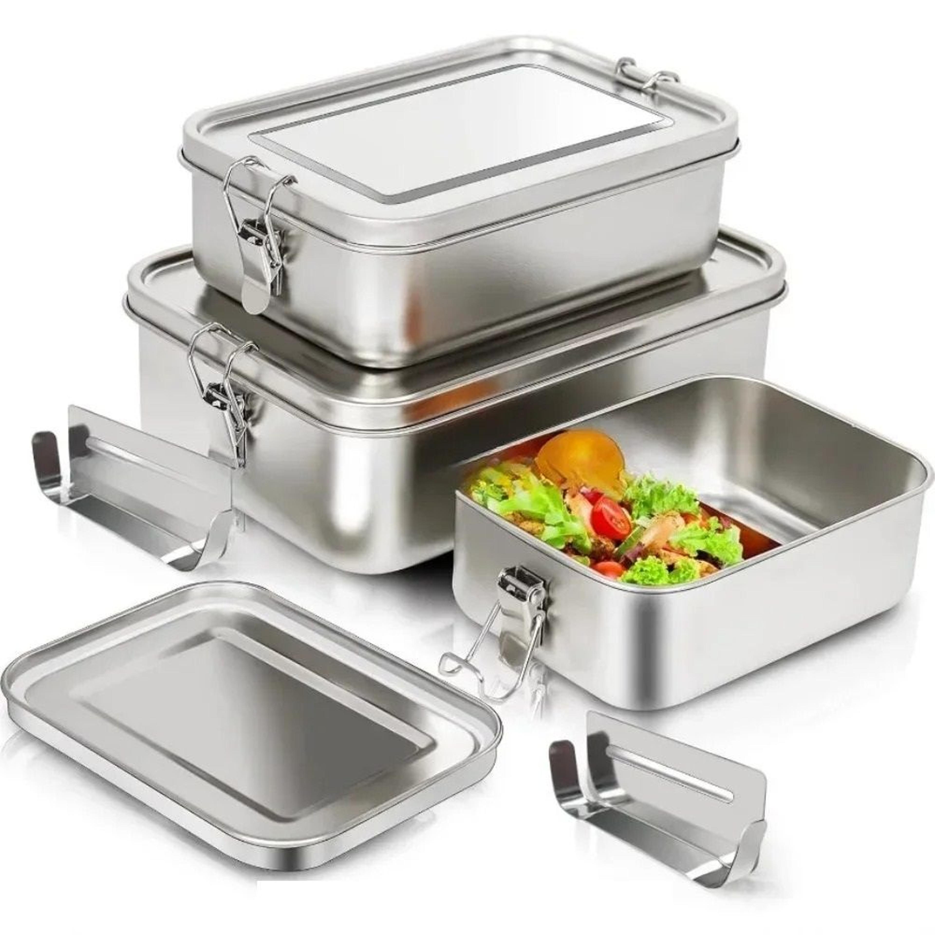 leakproof stainless steel bento box with lockable clips
