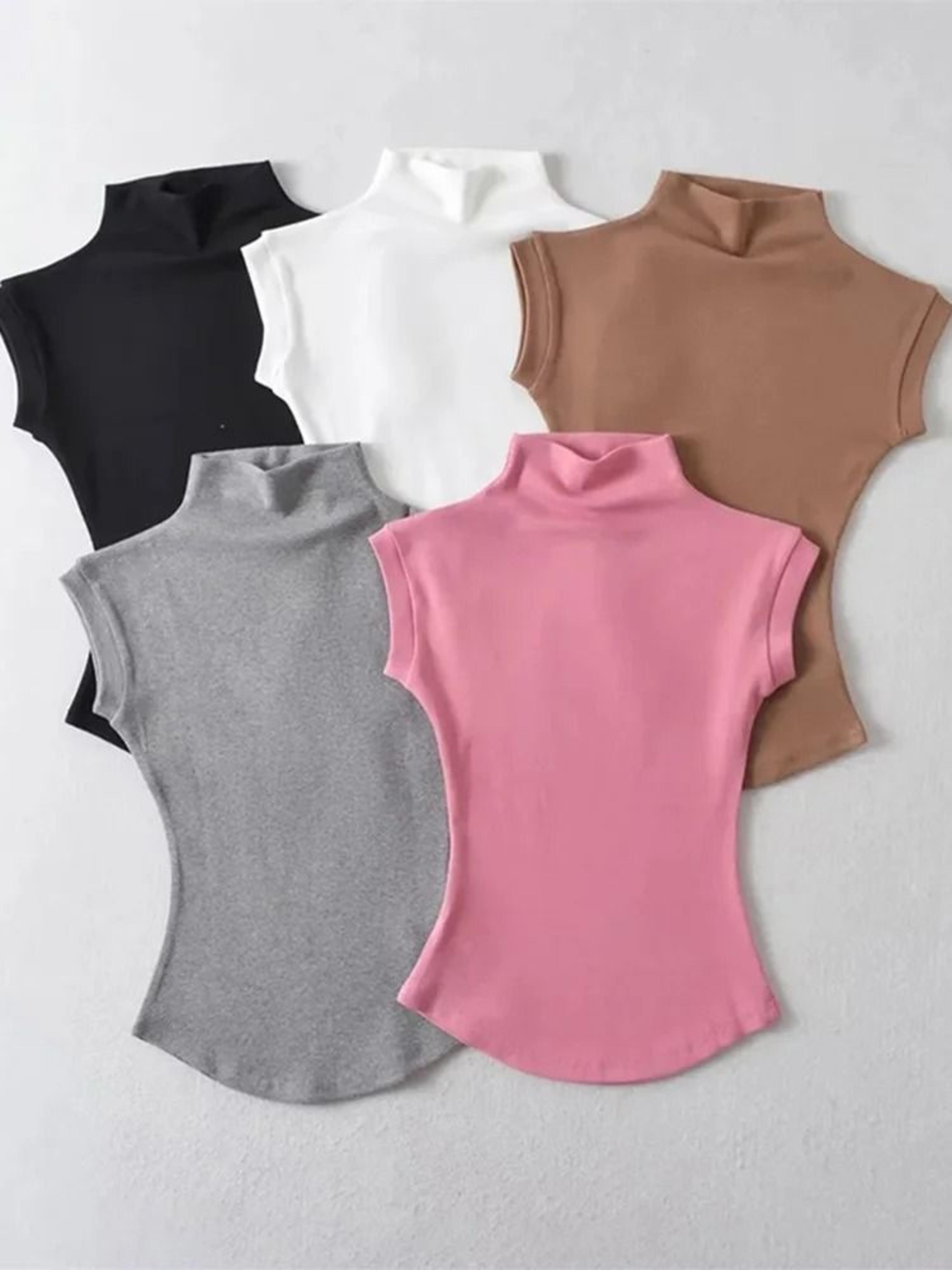 sleeveless turtleneck slim fit womens top