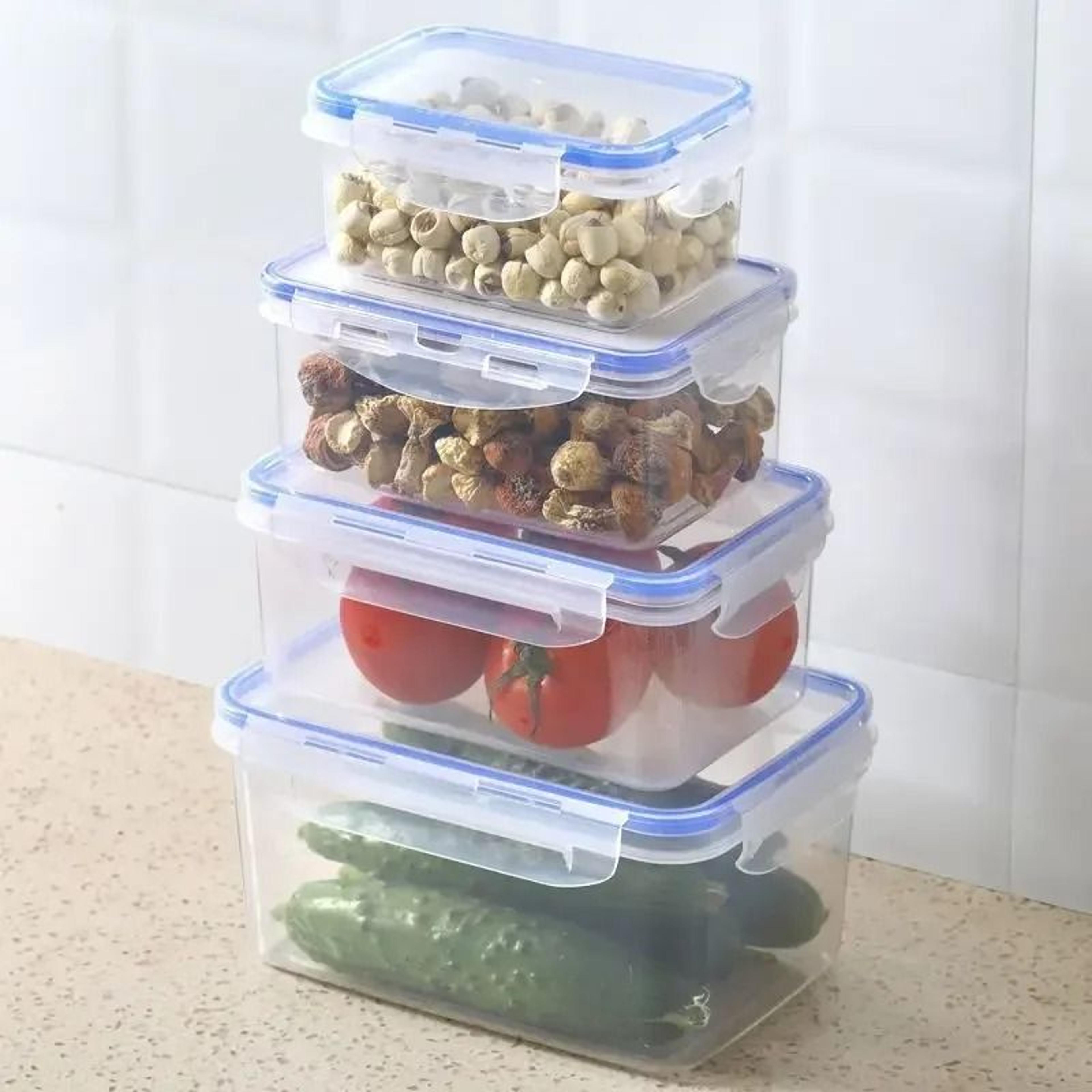 rectangular sealed plastic food storage box with lid for refrigerator and lunch