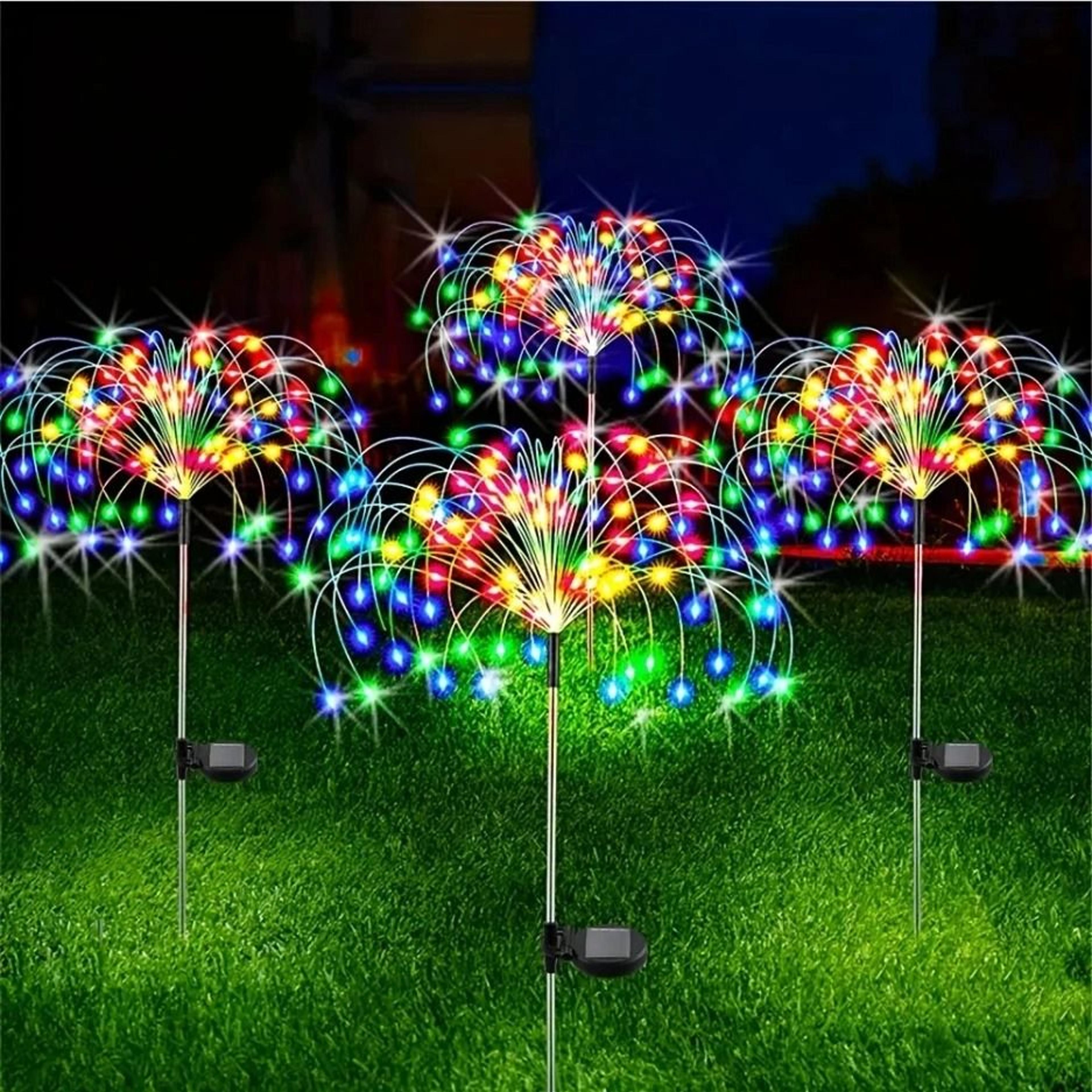 solar powered dandelion firework led garden light for outdoor decoration