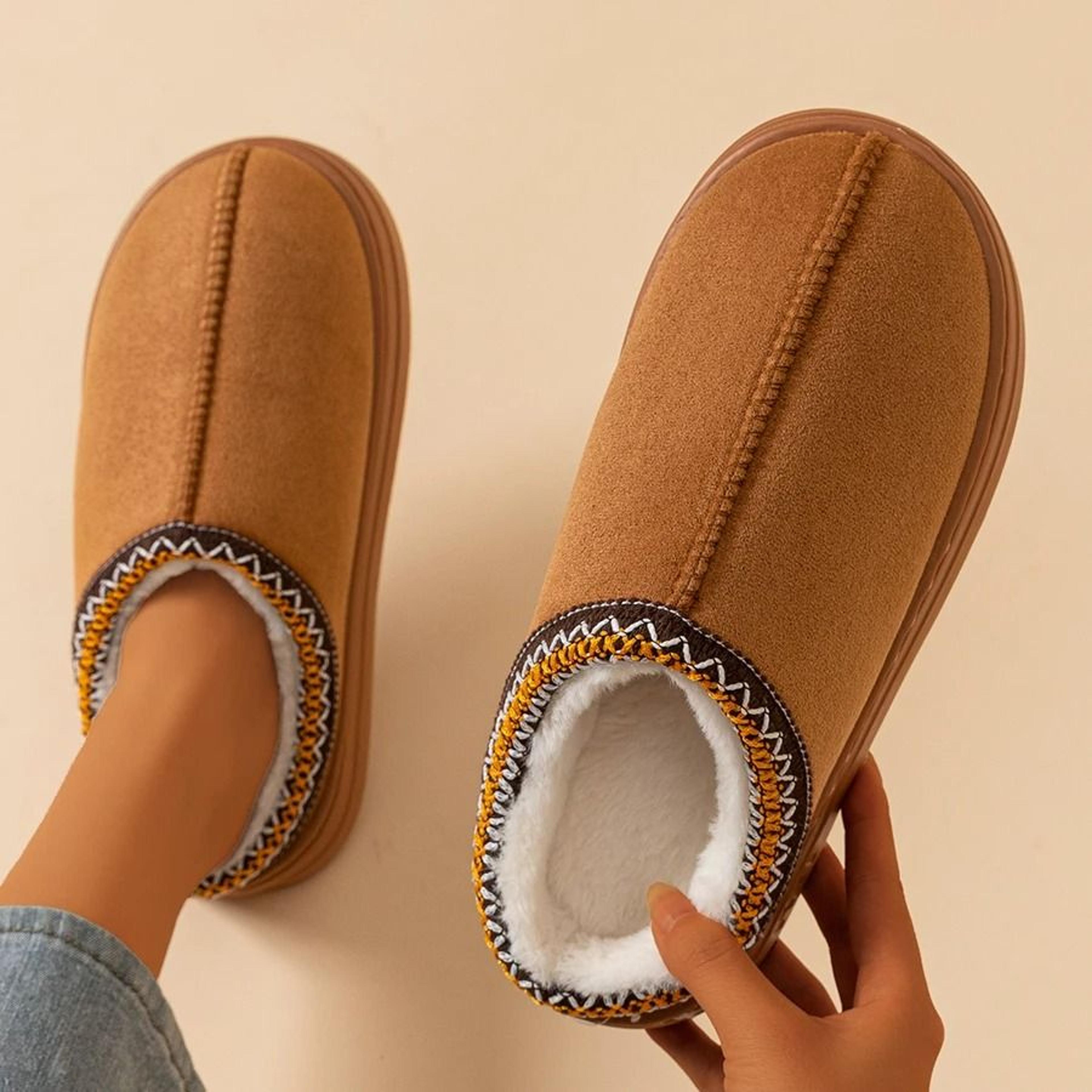fuzzy fur winter slipper boots anti slip soft sole indoor outdoor couple house shoes
