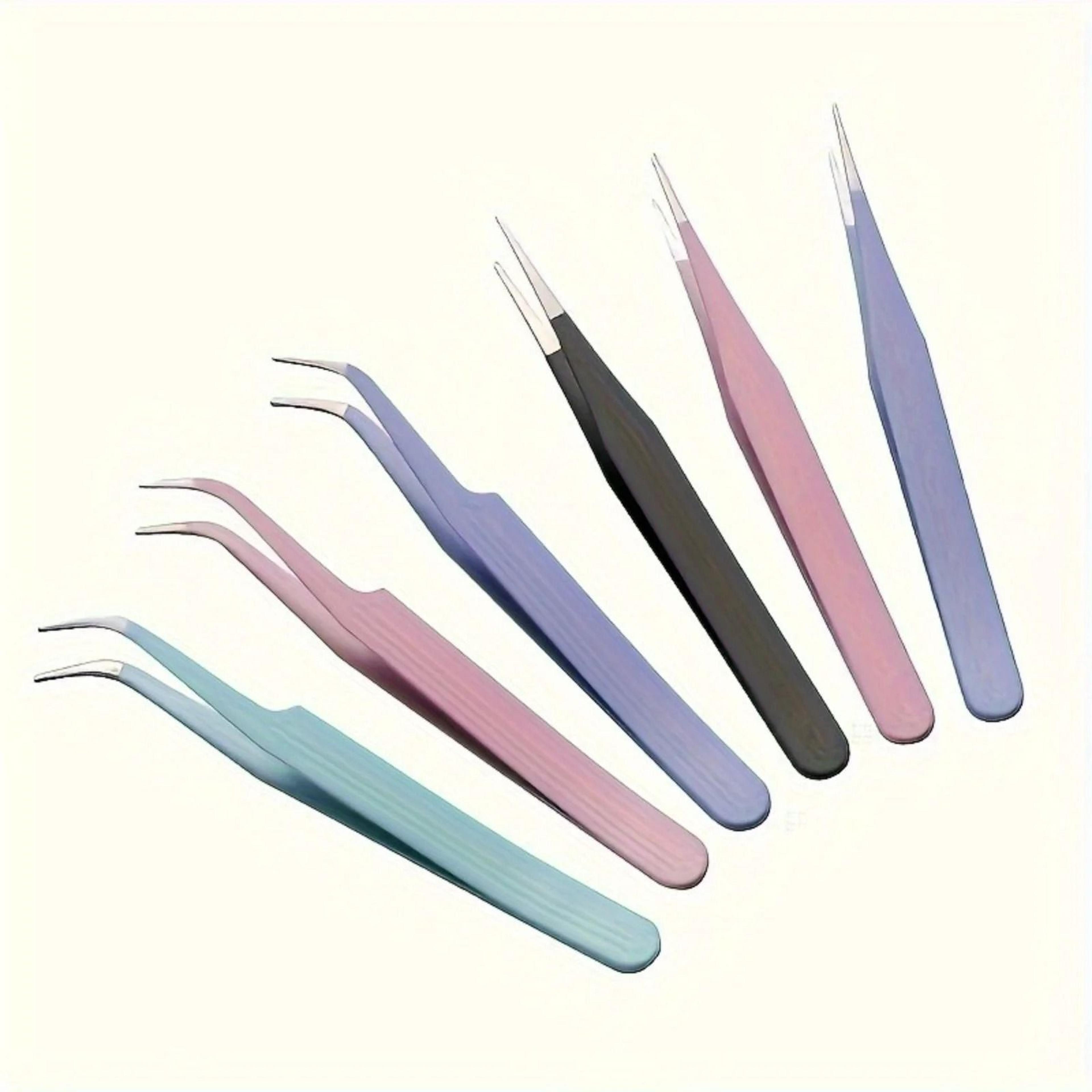 stainless steel precision tweezer set curved and straight tips 2 pack