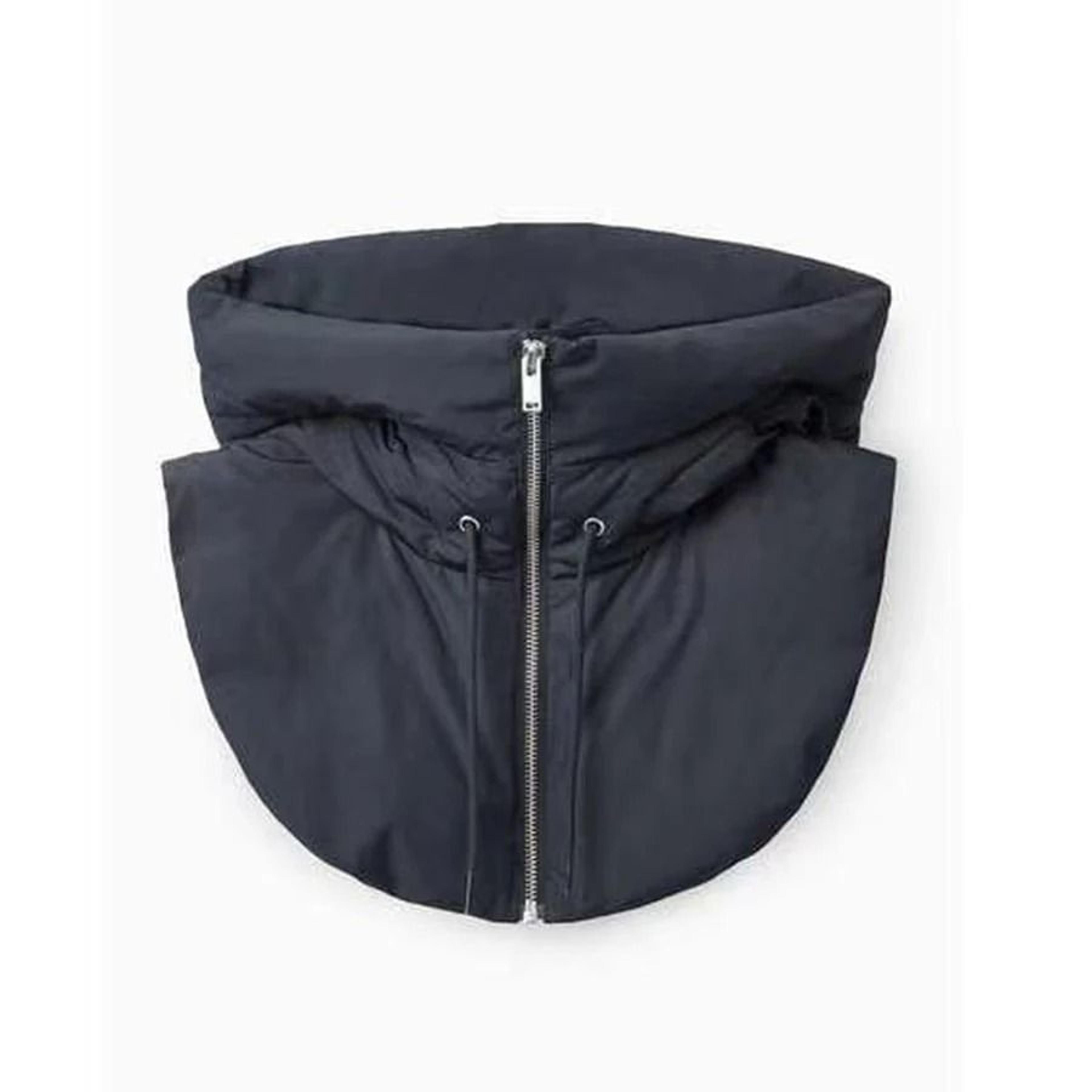 ultralight down hooded hat with drawstring and removable neck cover scarf