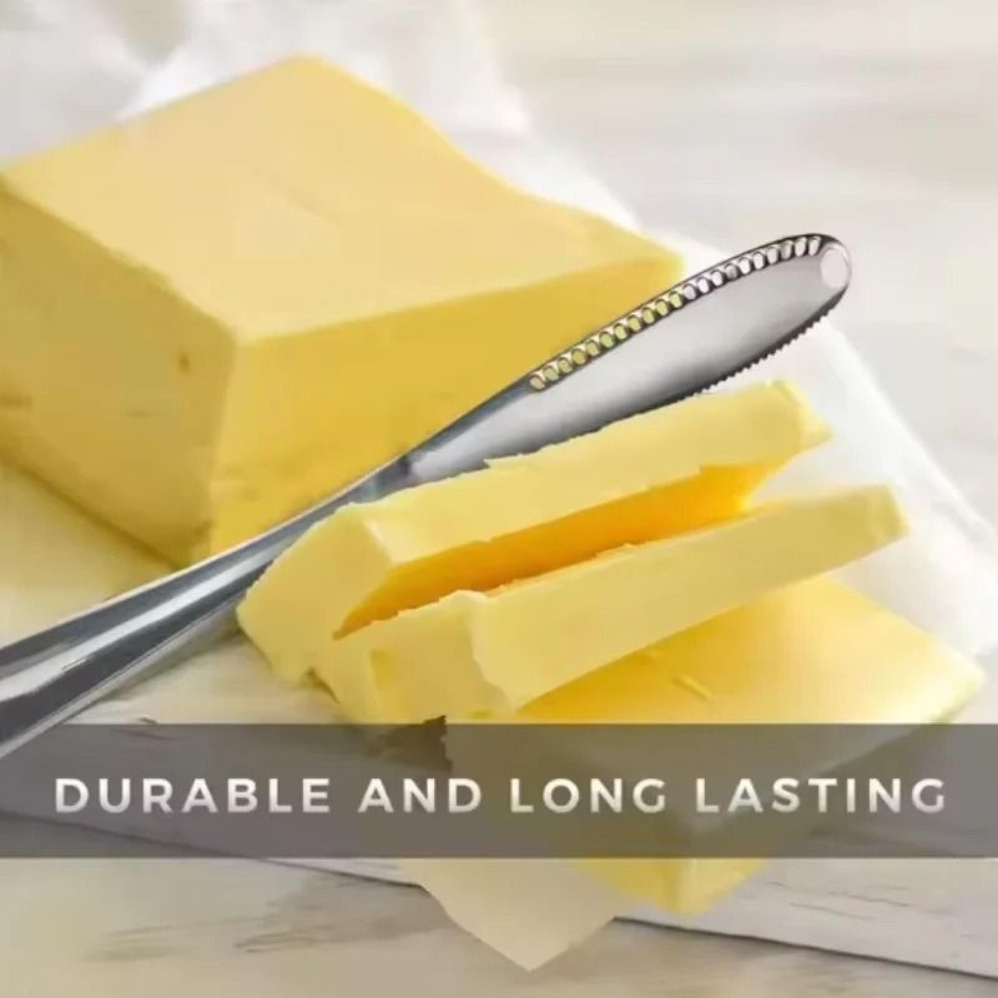 stainless steel butter and cheese spread knife with non stick hole design