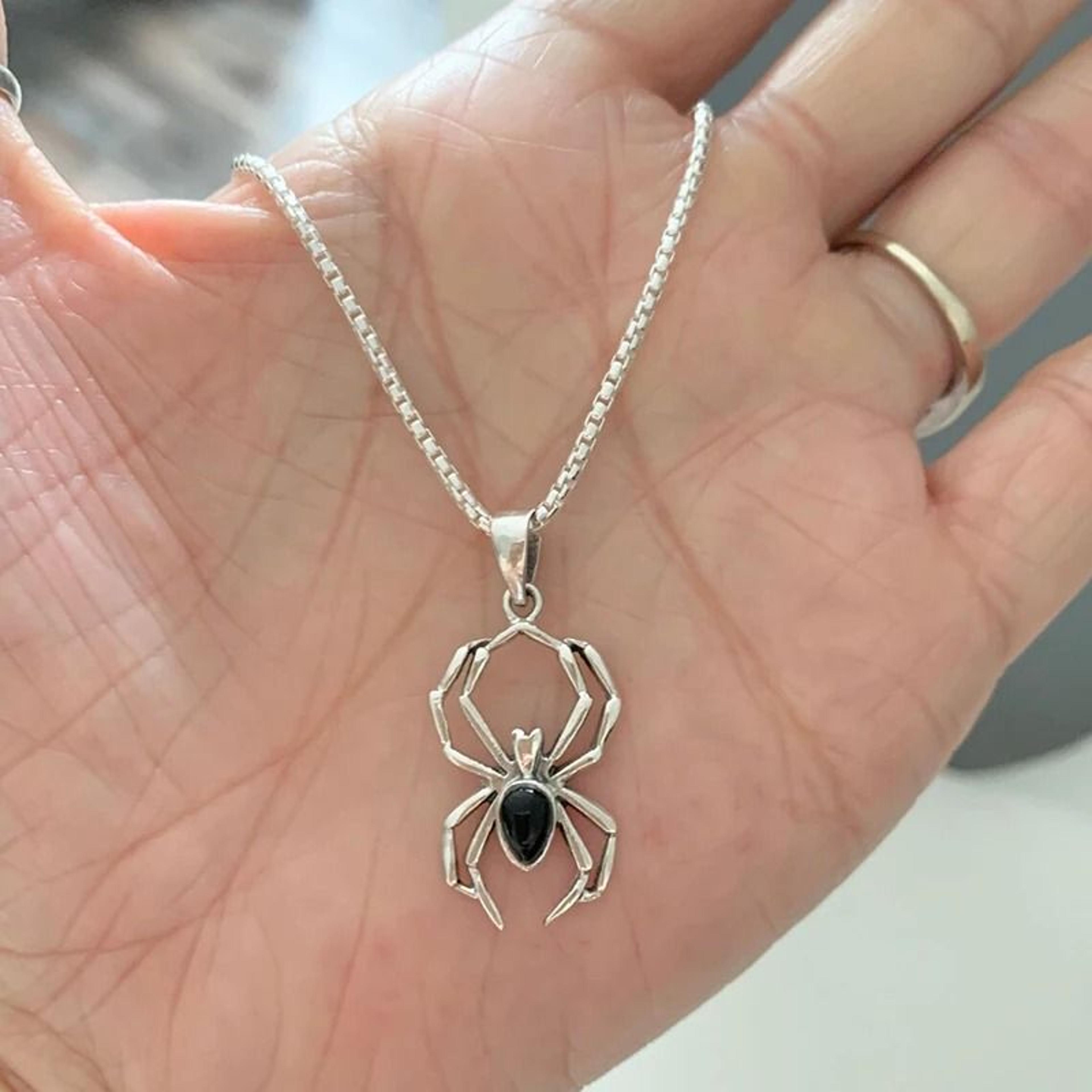 spider pendant necklace with stainless steel chain