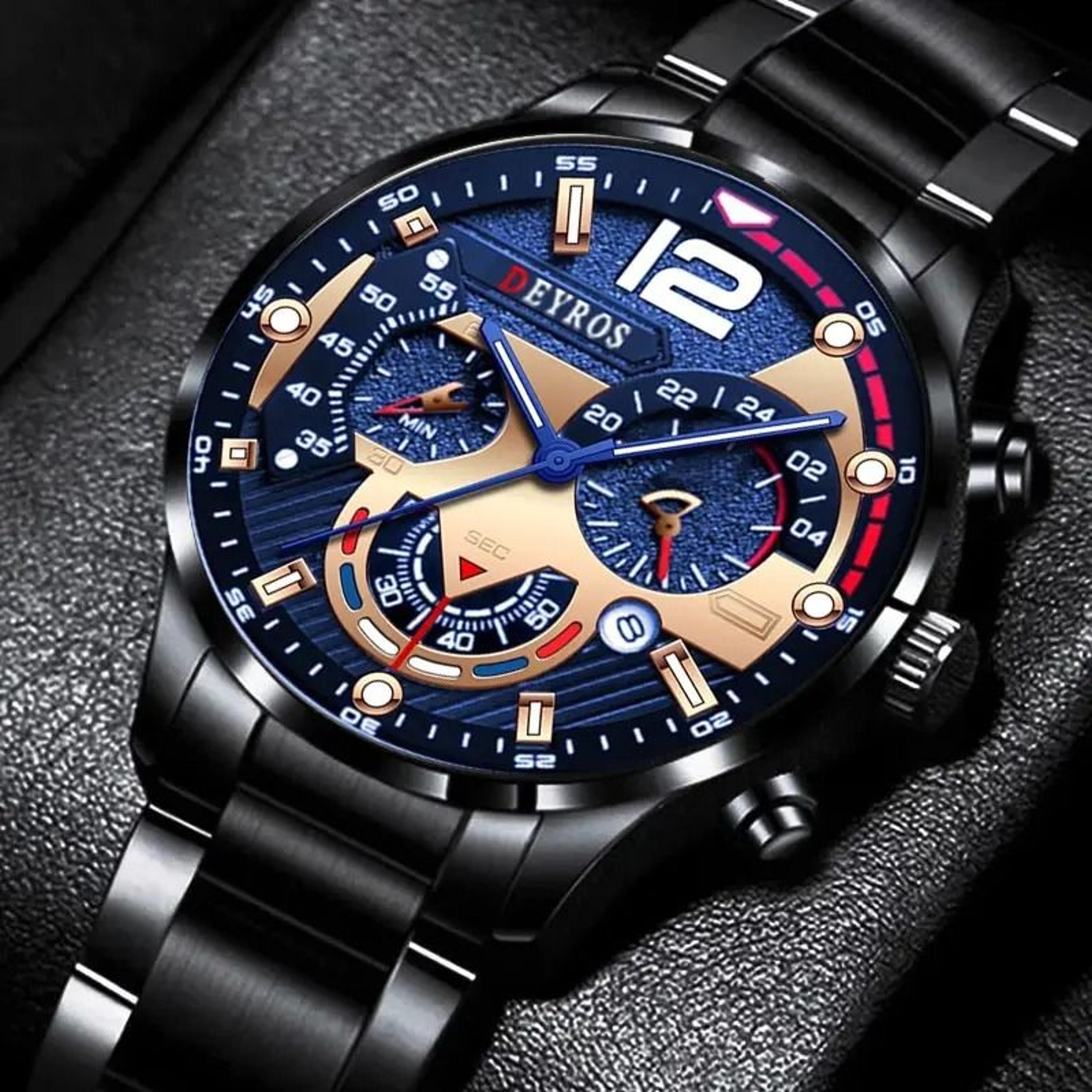 classic stainless steel quartz wristwatch