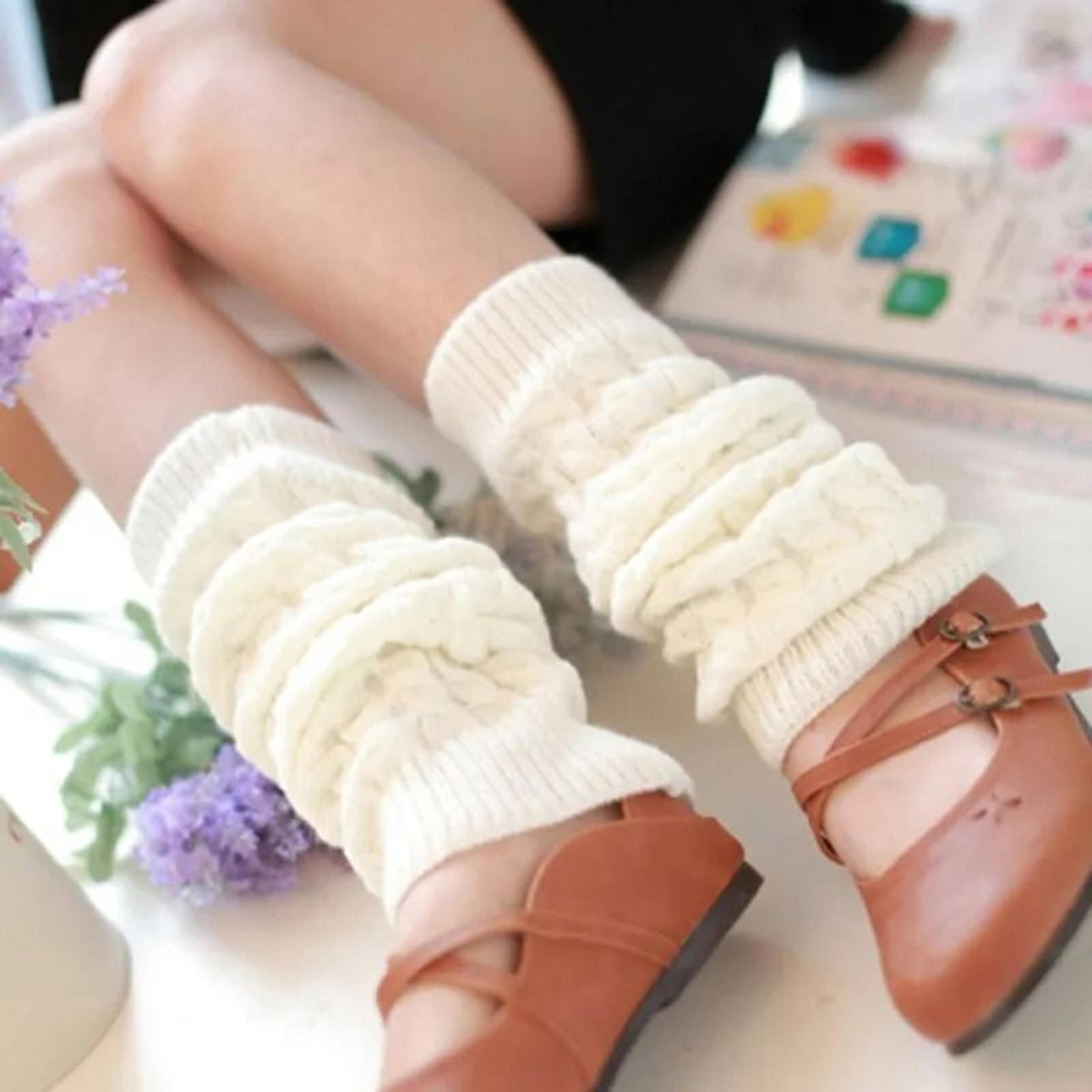 cozy knit floral leg warmers