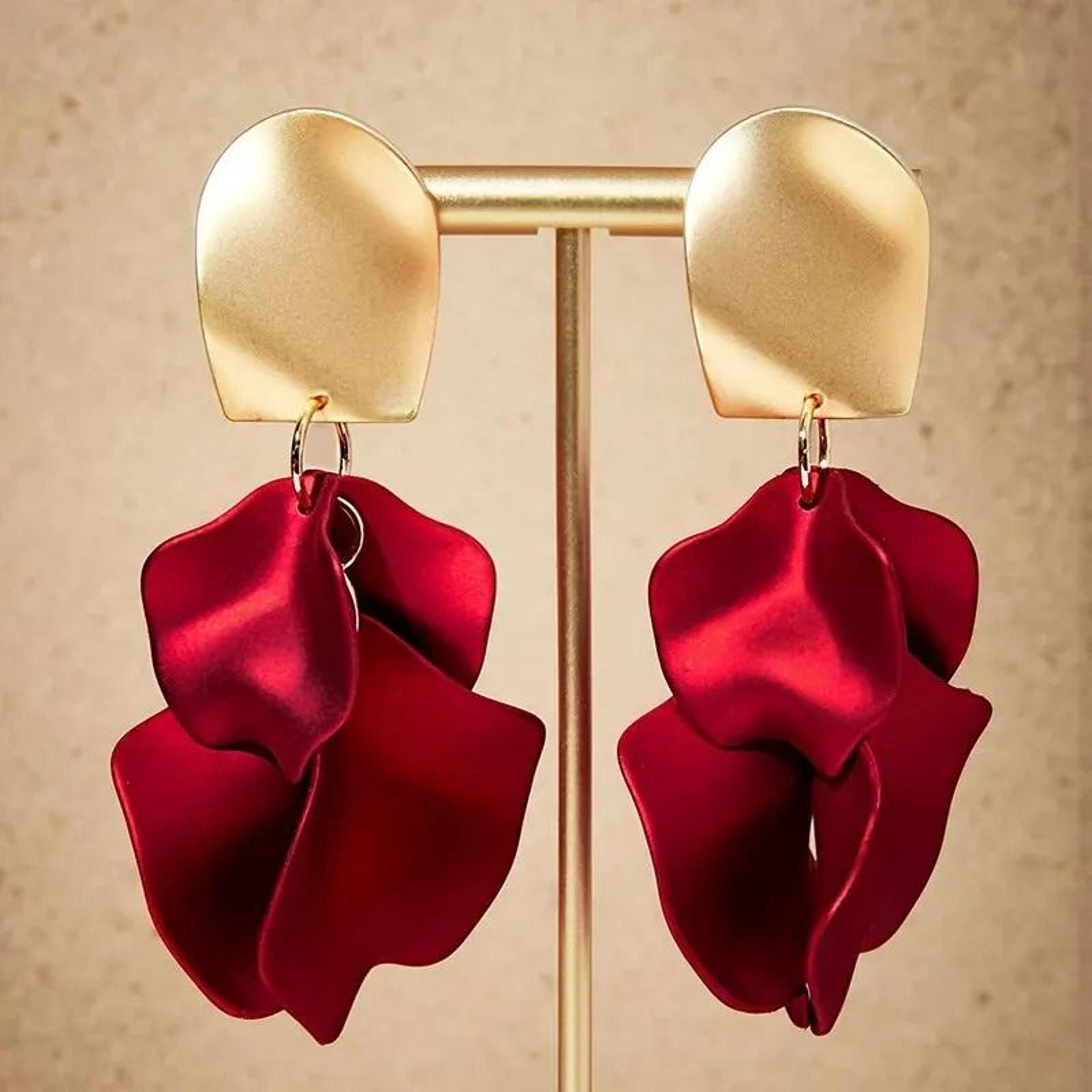 colorful petal tassel earrings