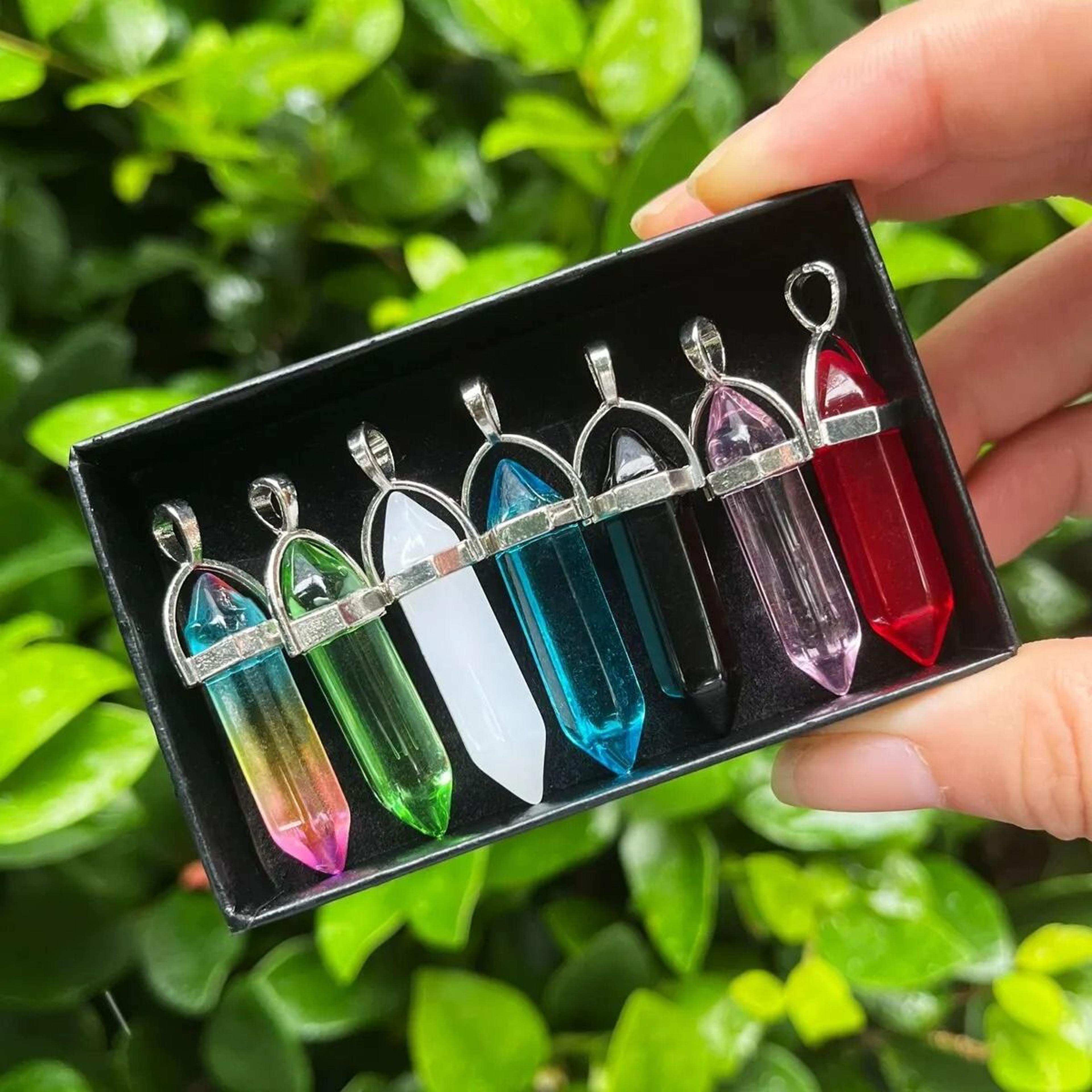 bullet shape chakra crystal bead set for jewelry making and home decor