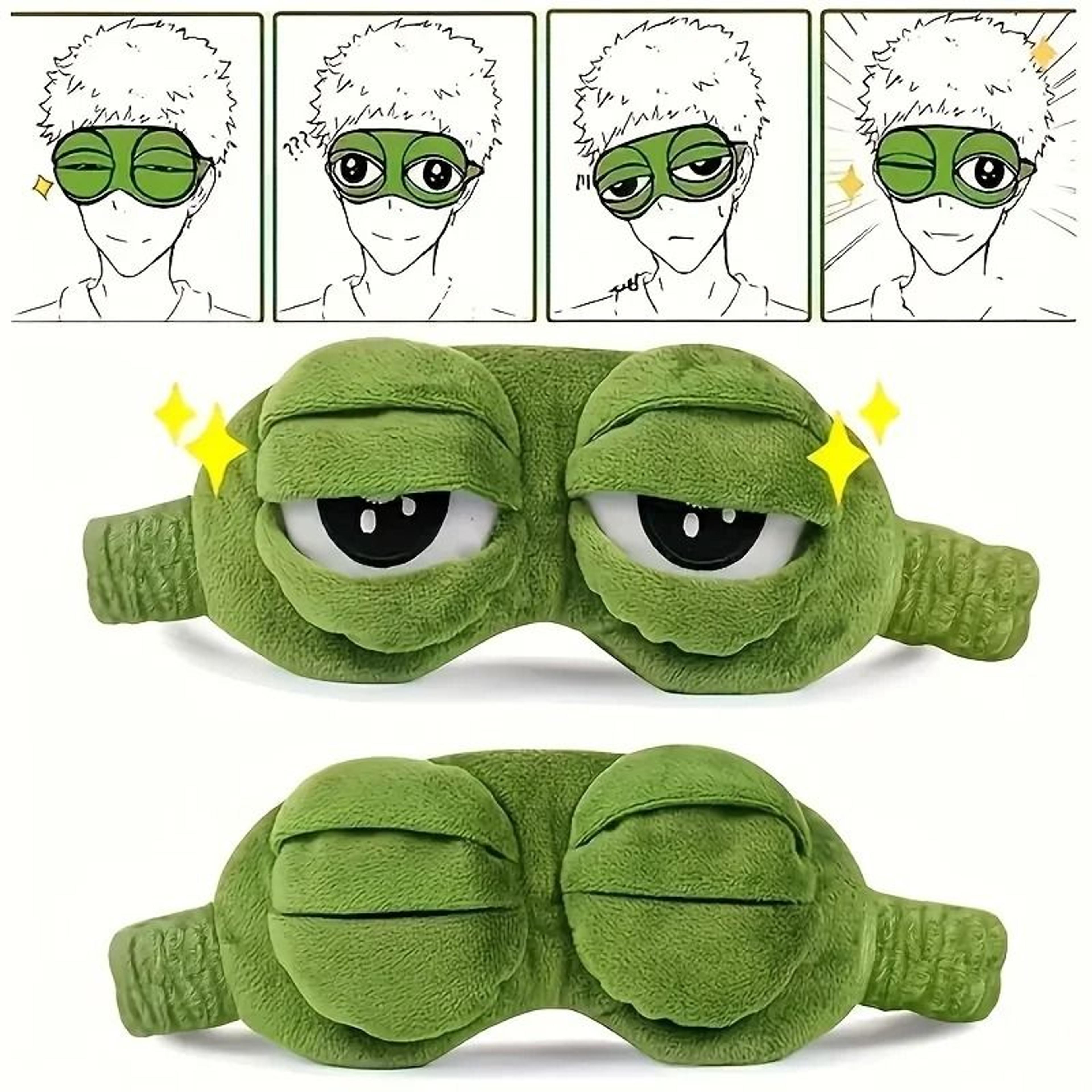 3d sad frog plush sleep mask soft travel blindfold for women and men