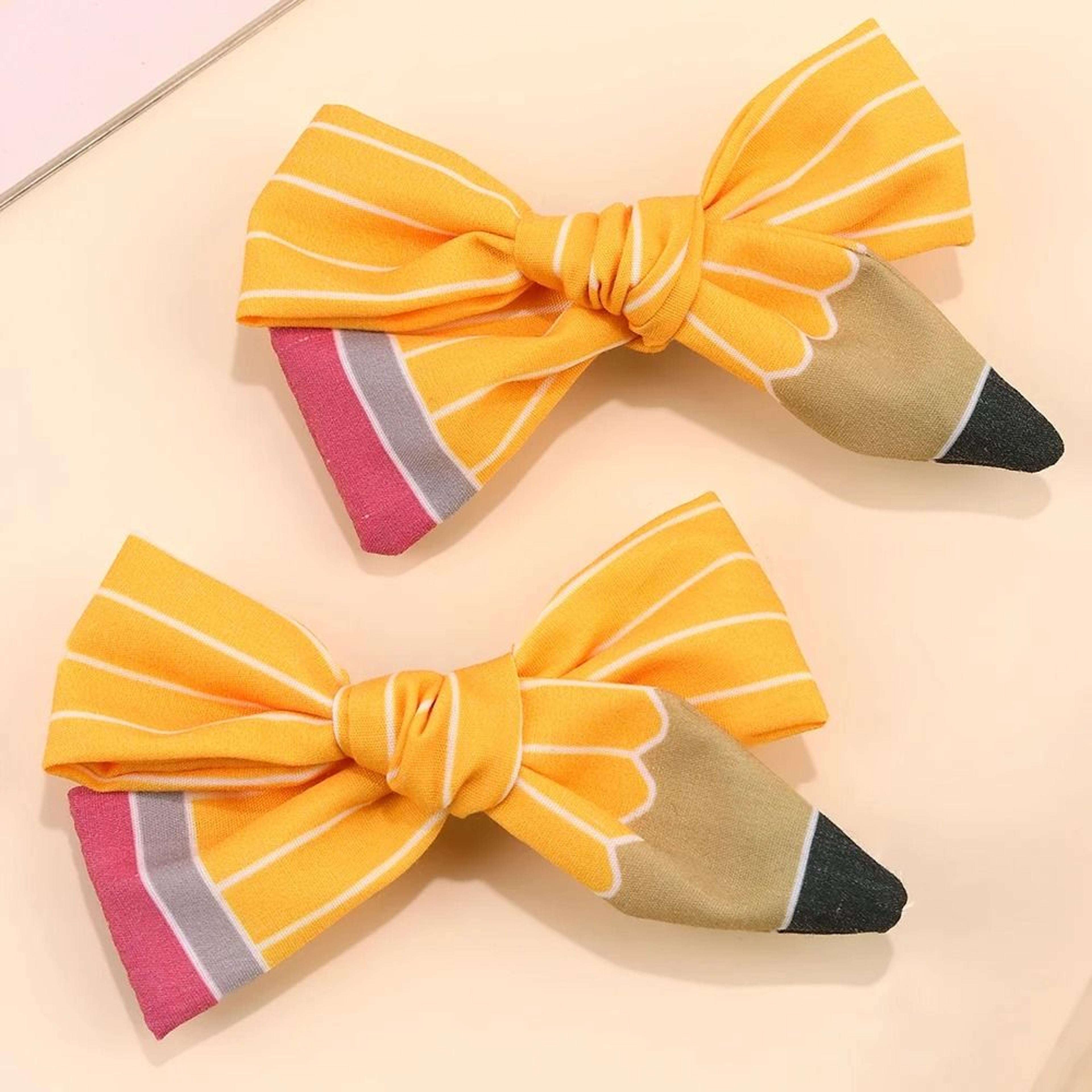 cute pencil bow hair clips set for girls back to school accessories