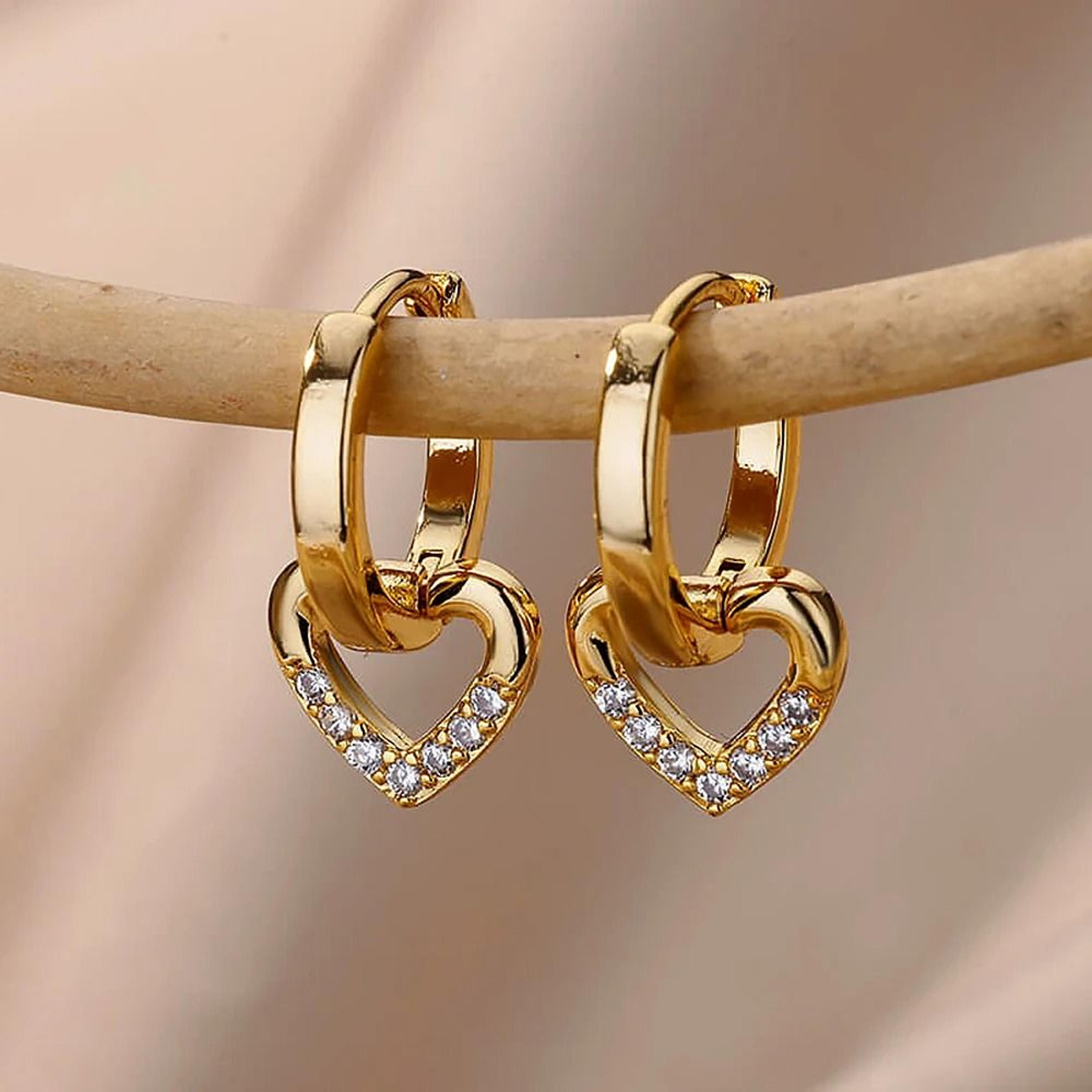 hollow zircon heart earrings for women gift jewelry