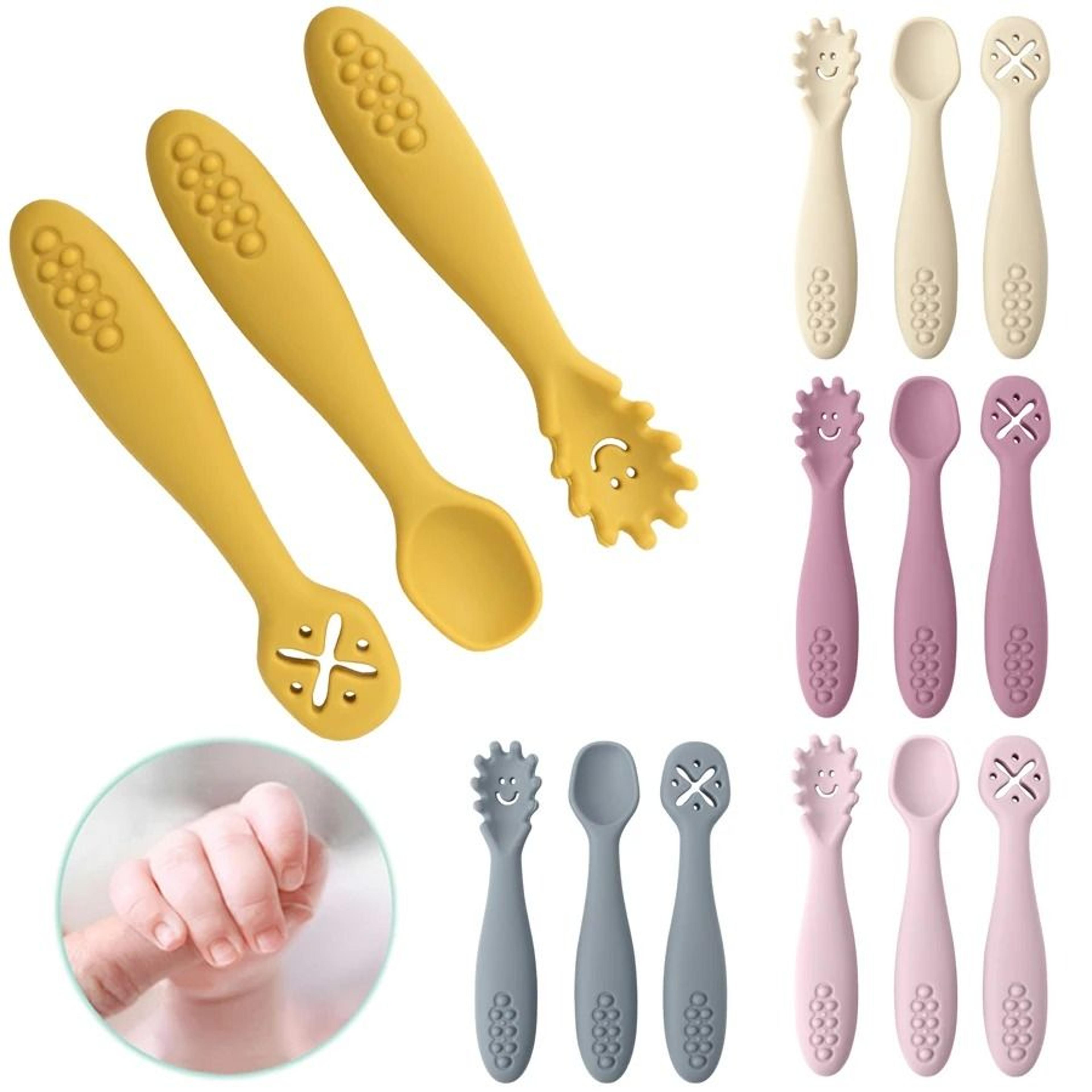 silicone baby utensil set for feeding and self learning