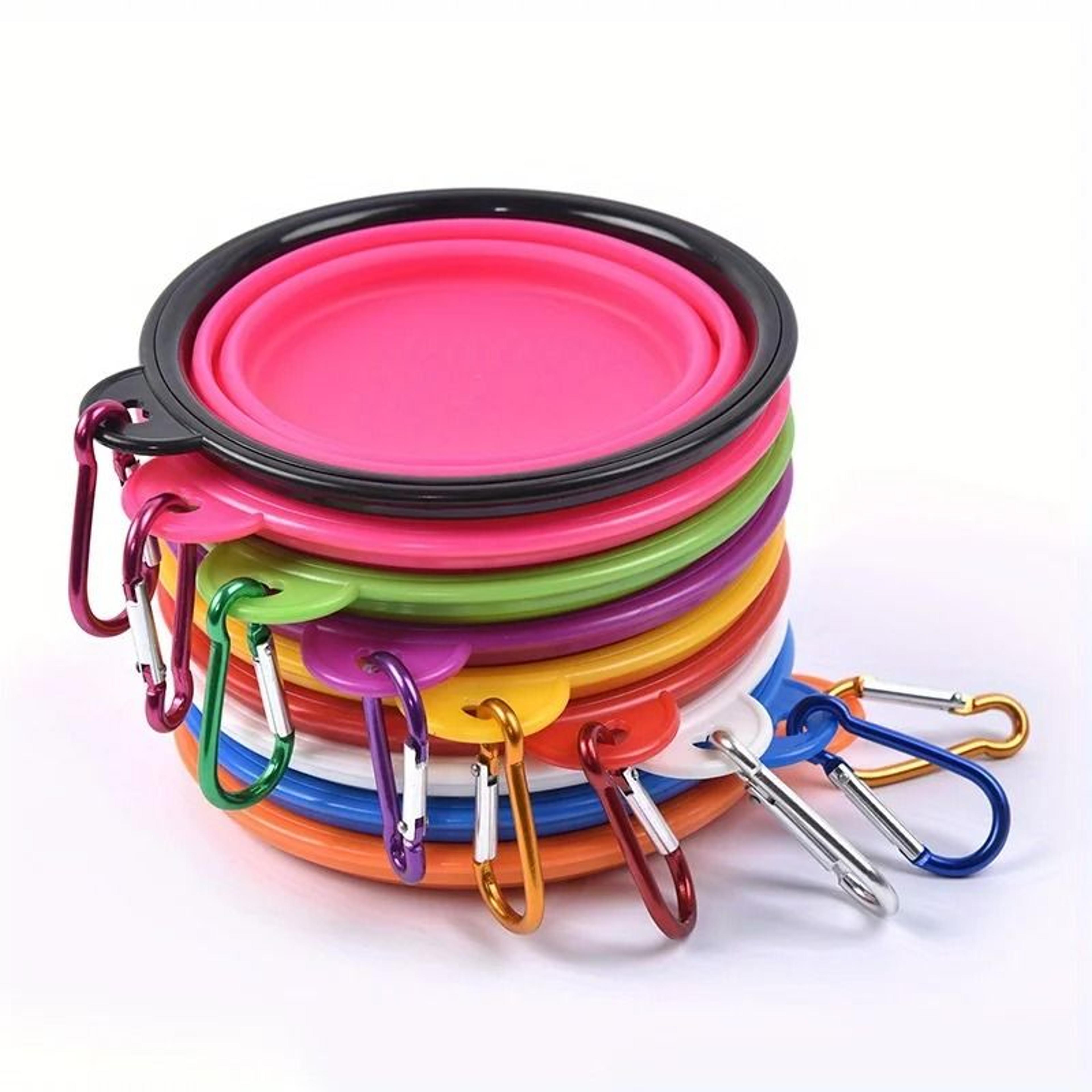 dog folding travel bowl portable silicone food and water bowl for outdoor use