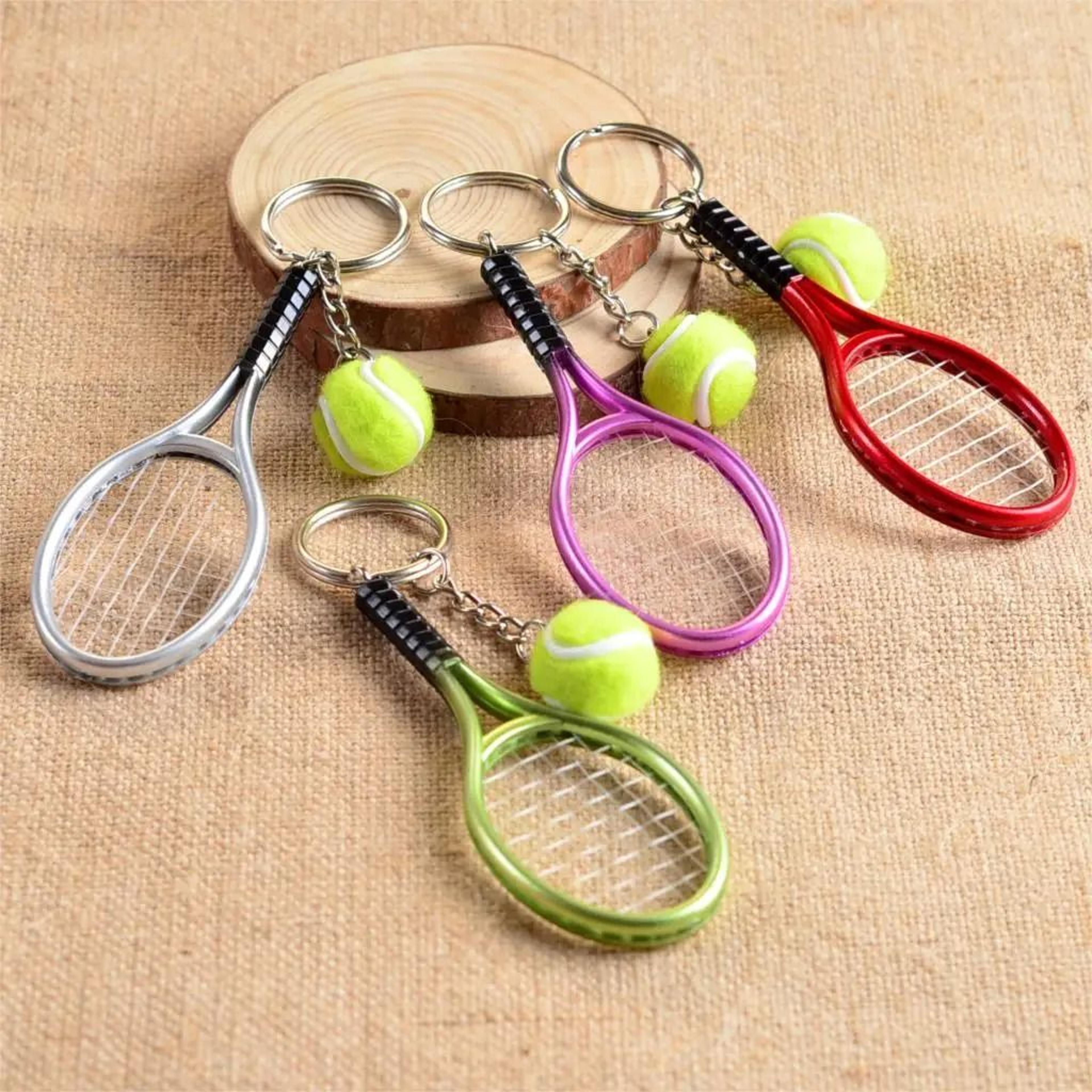 mini tennis racket pendant keychain cute sport bag charm for teenager fan
