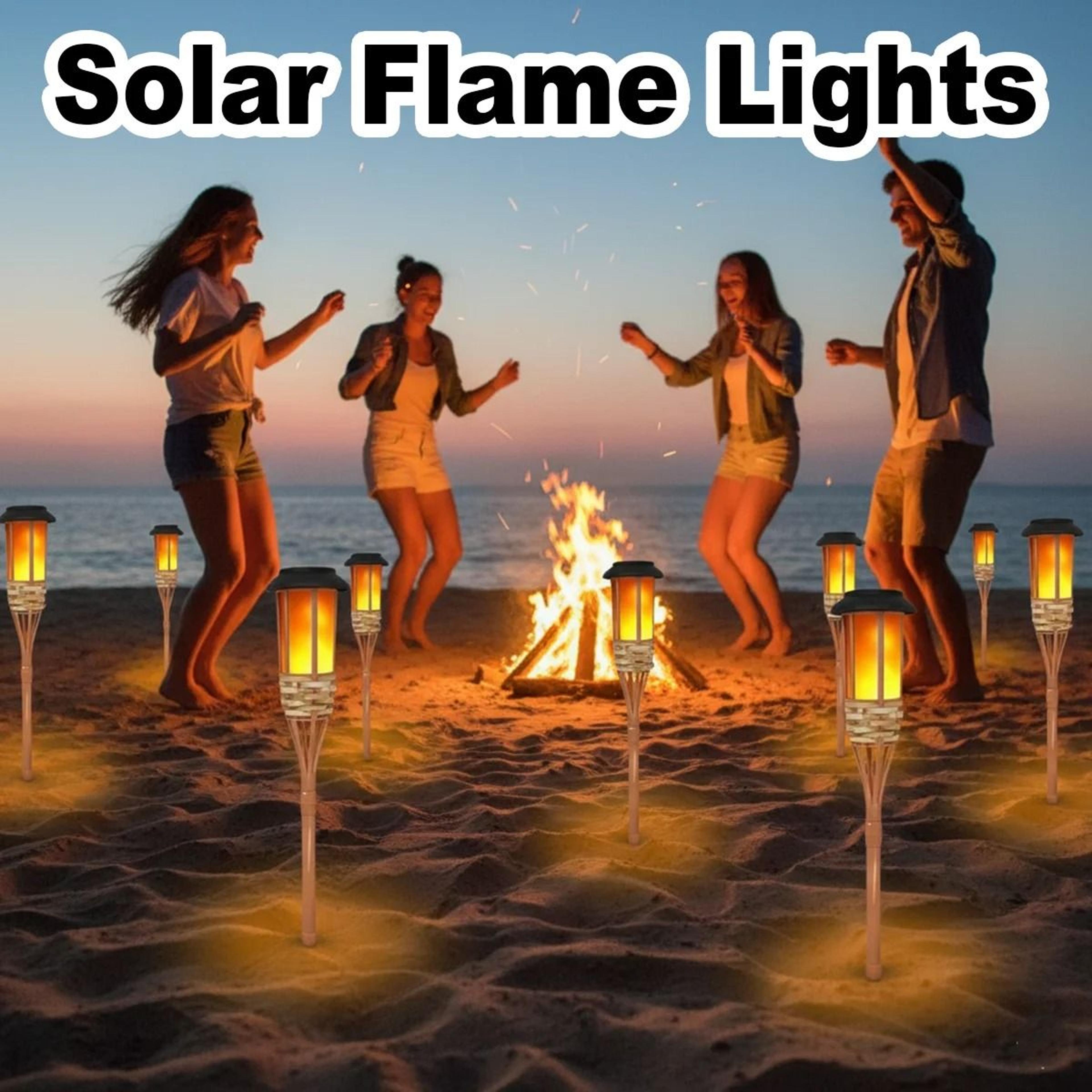 solar flickering flame torch light for backyard bamboo garden decor
