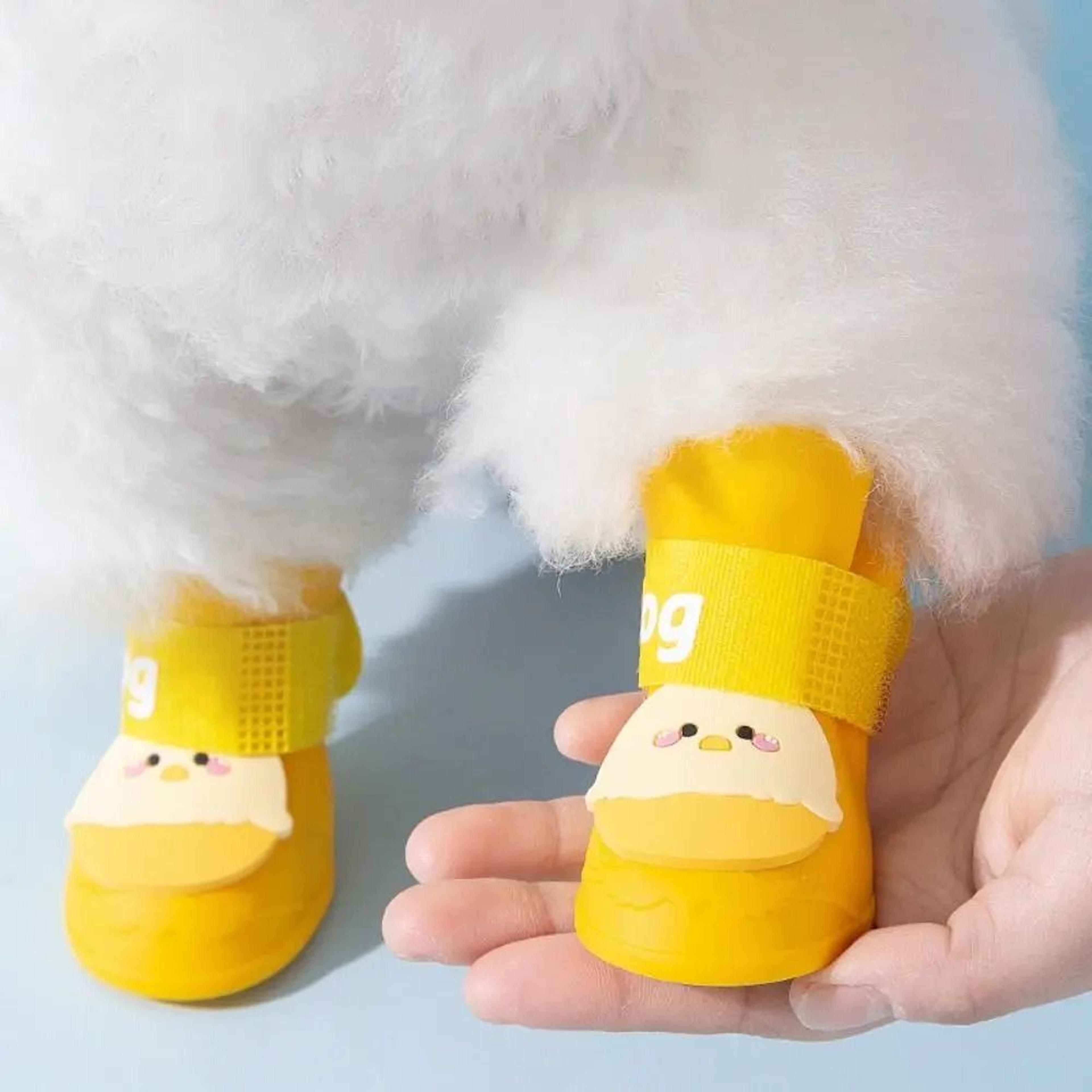 4 piece silicone pet rain boot set