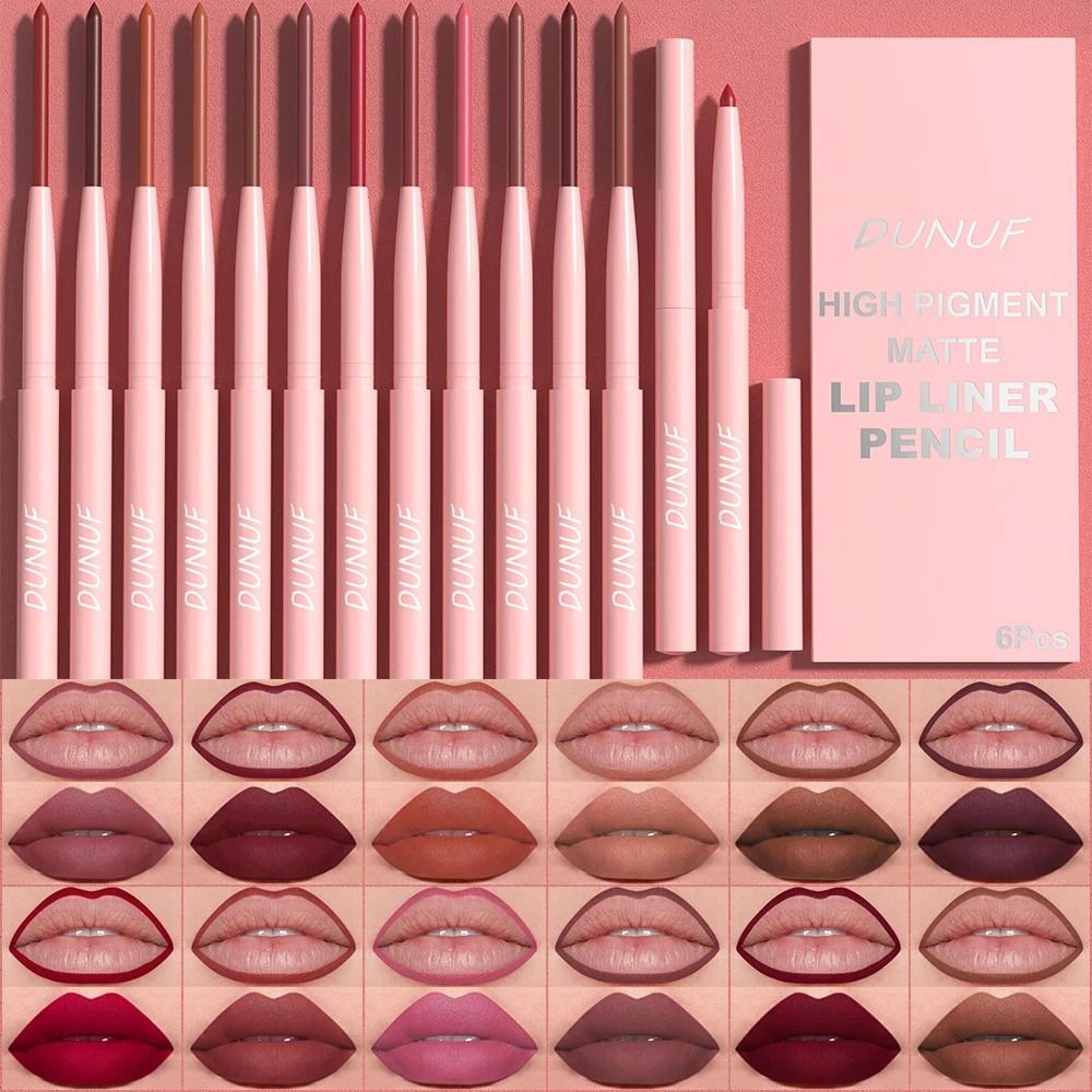long lasting waterproof lip liner pen set 6 pieces for precise color makeup