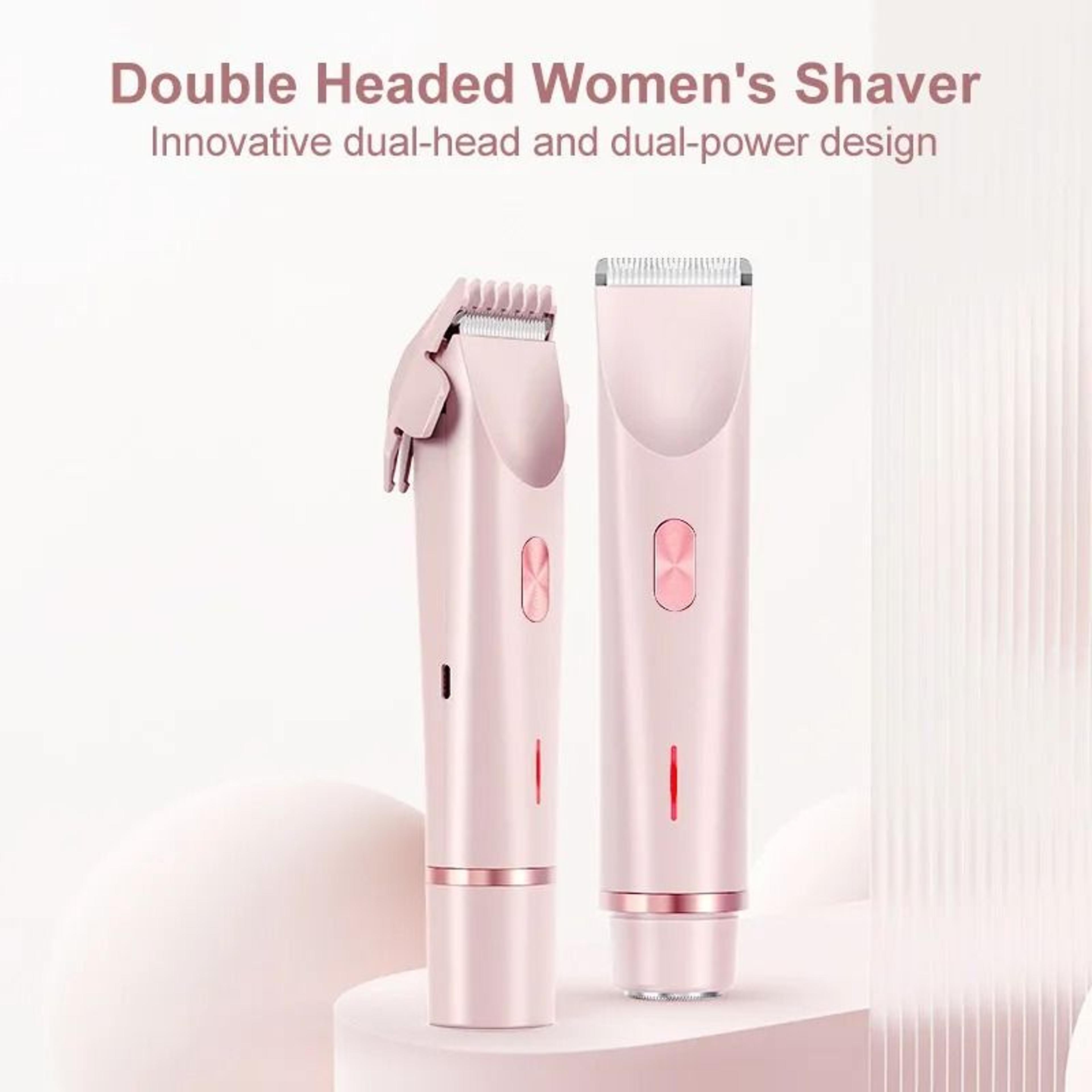 2 in 1 dual head electric razor and bikini trimmer for women wet dry use