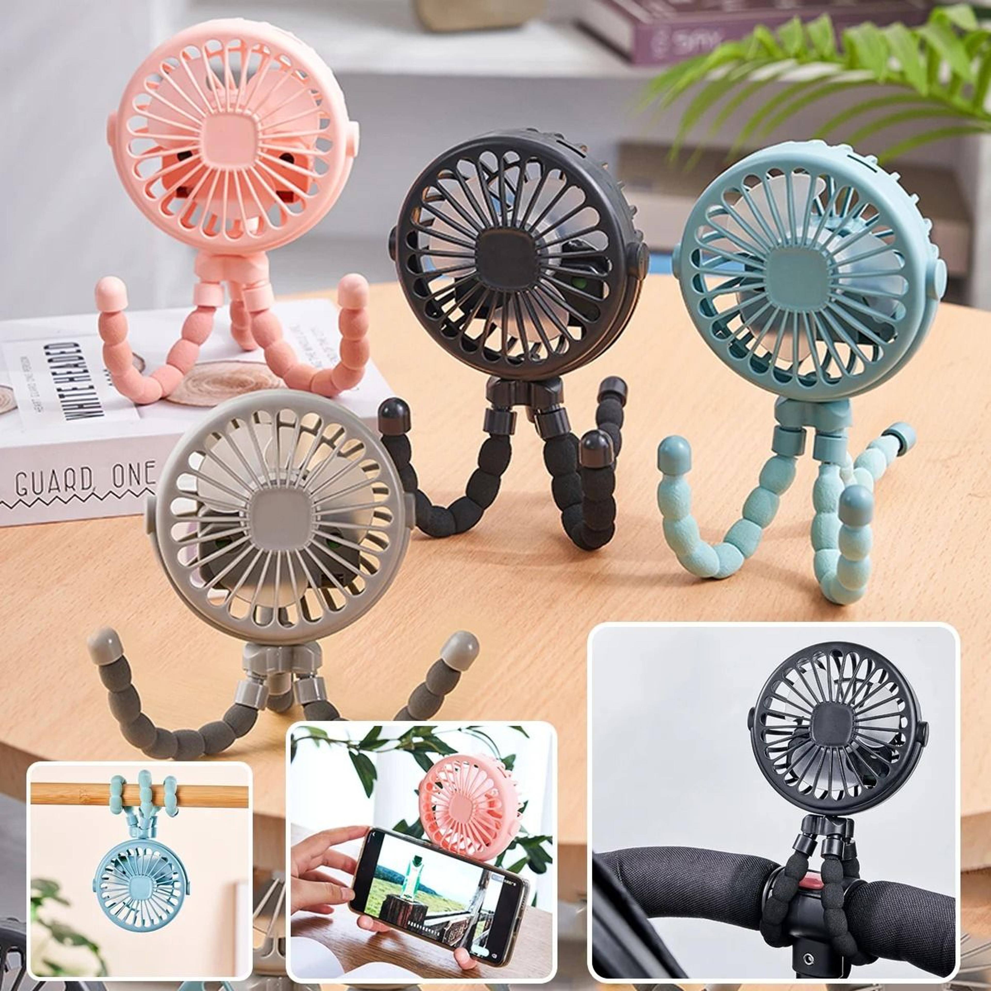 4 in 1 octopus shape rechargeable mini fan with flexible legs and night light