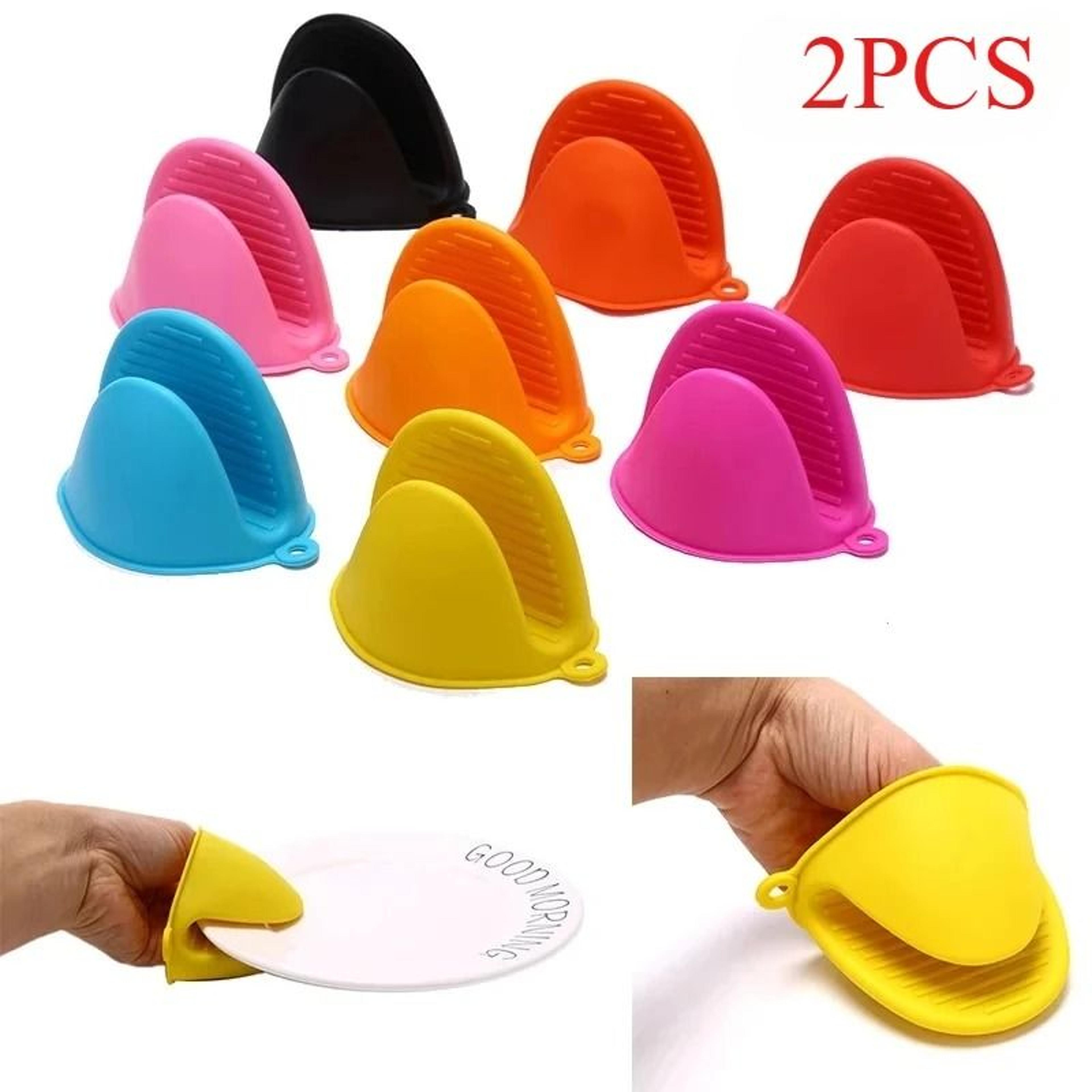 2 pack thick silicone oven mitt clips with heat protection