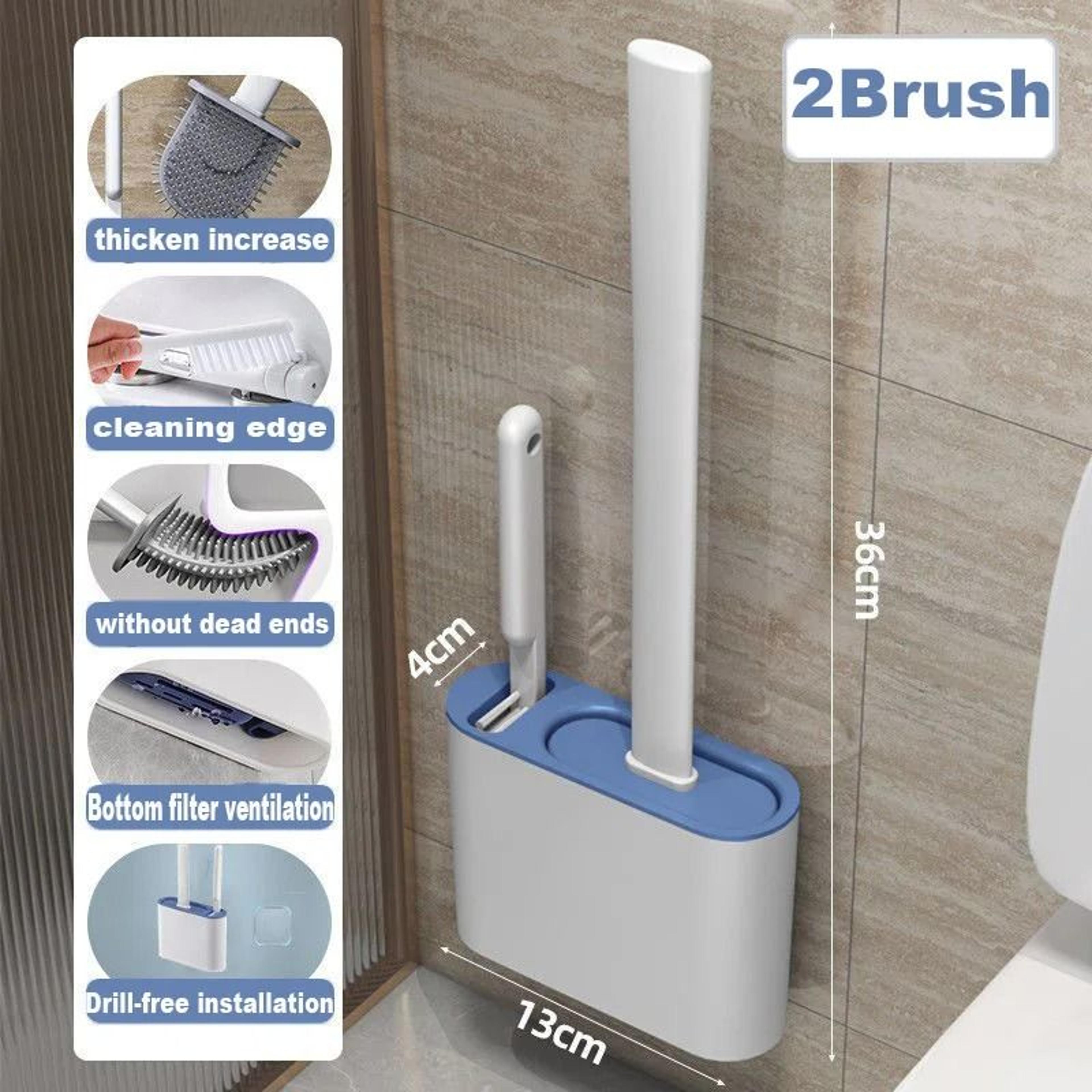 silicone soft bristle toilet cleaning brush with wall mounted base