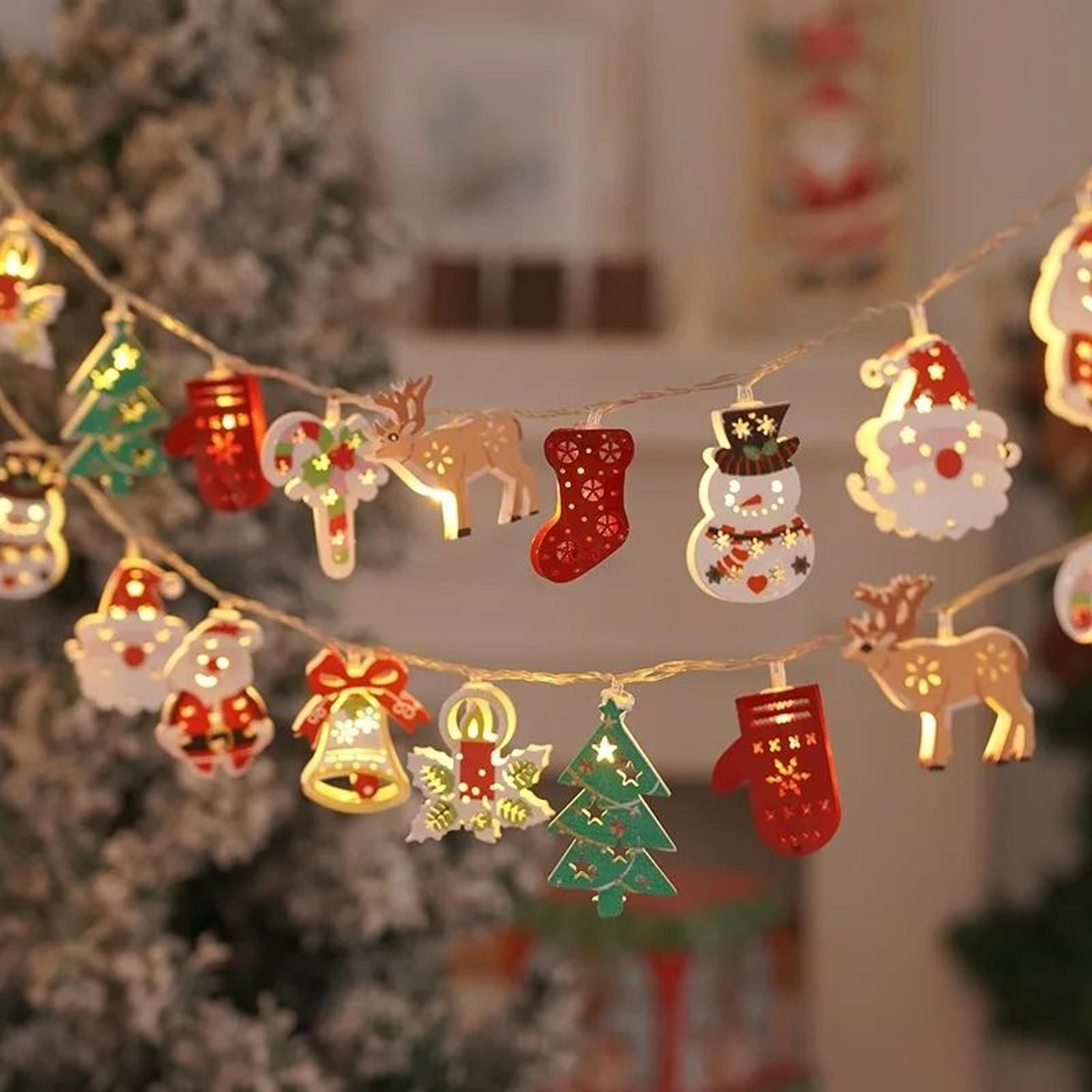 christmas deer and snowflake led string lights battery powered holiday decoration