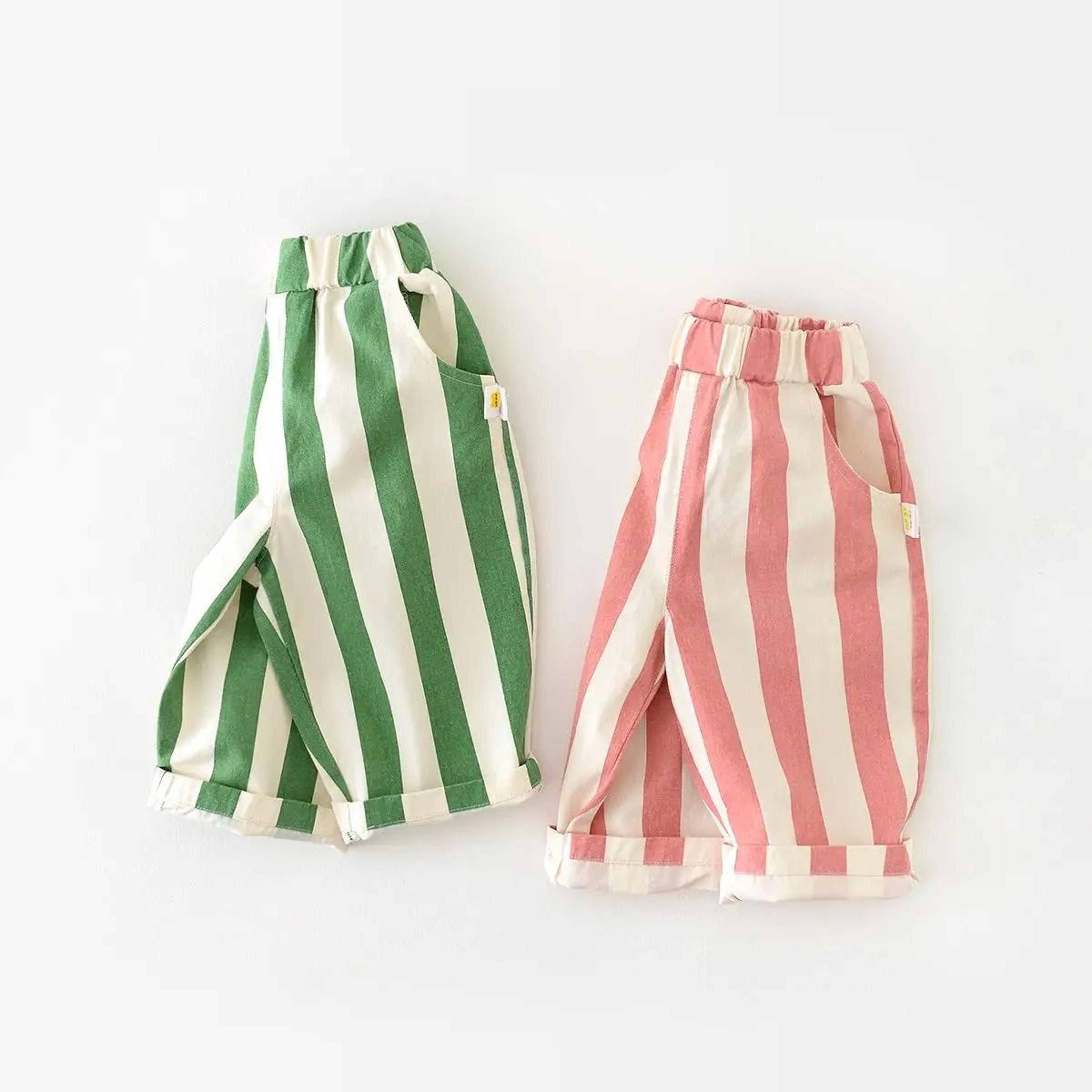 soft cotton striped toddler pants with comfy loose fit