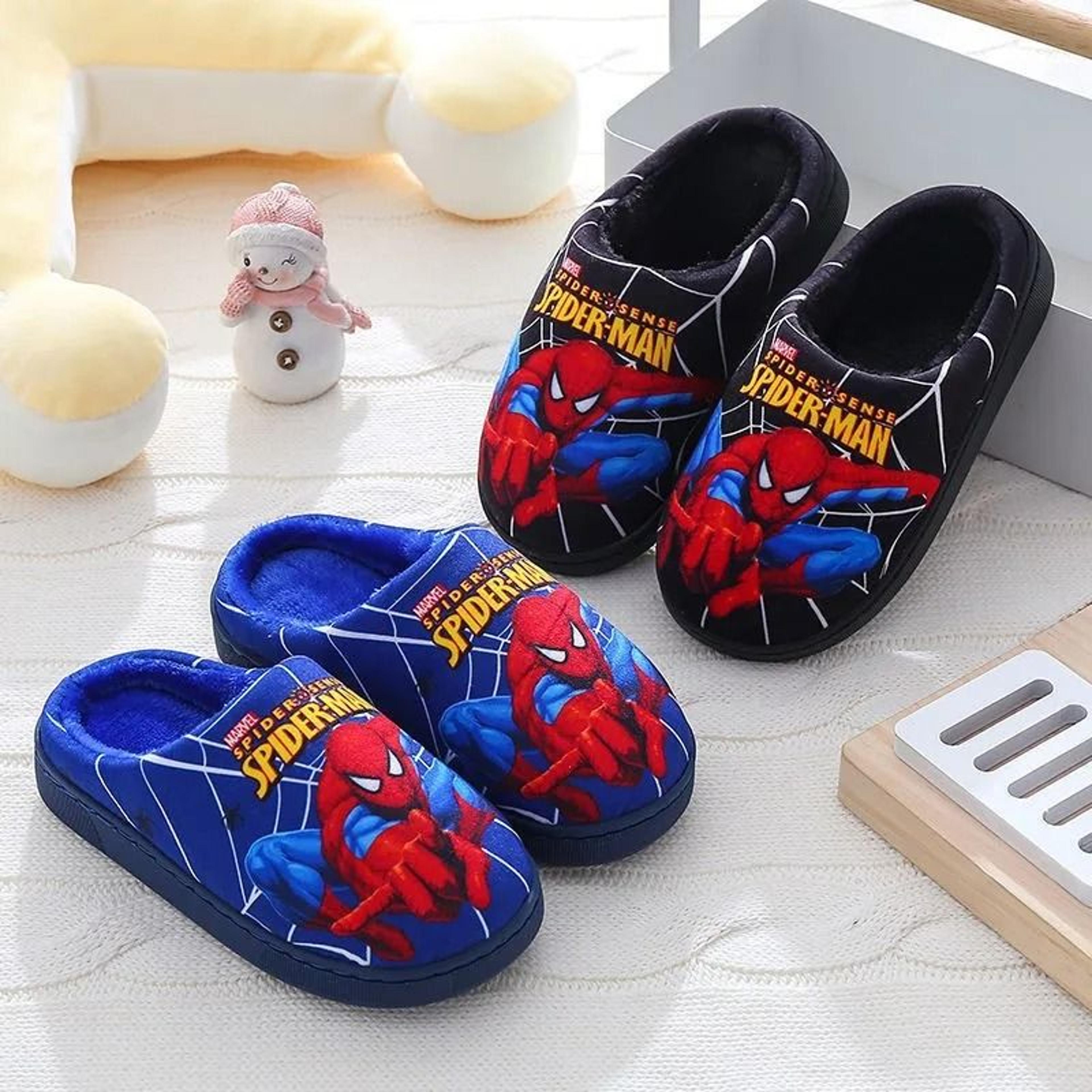 cartoon spider man indoor cotton slippers for kids