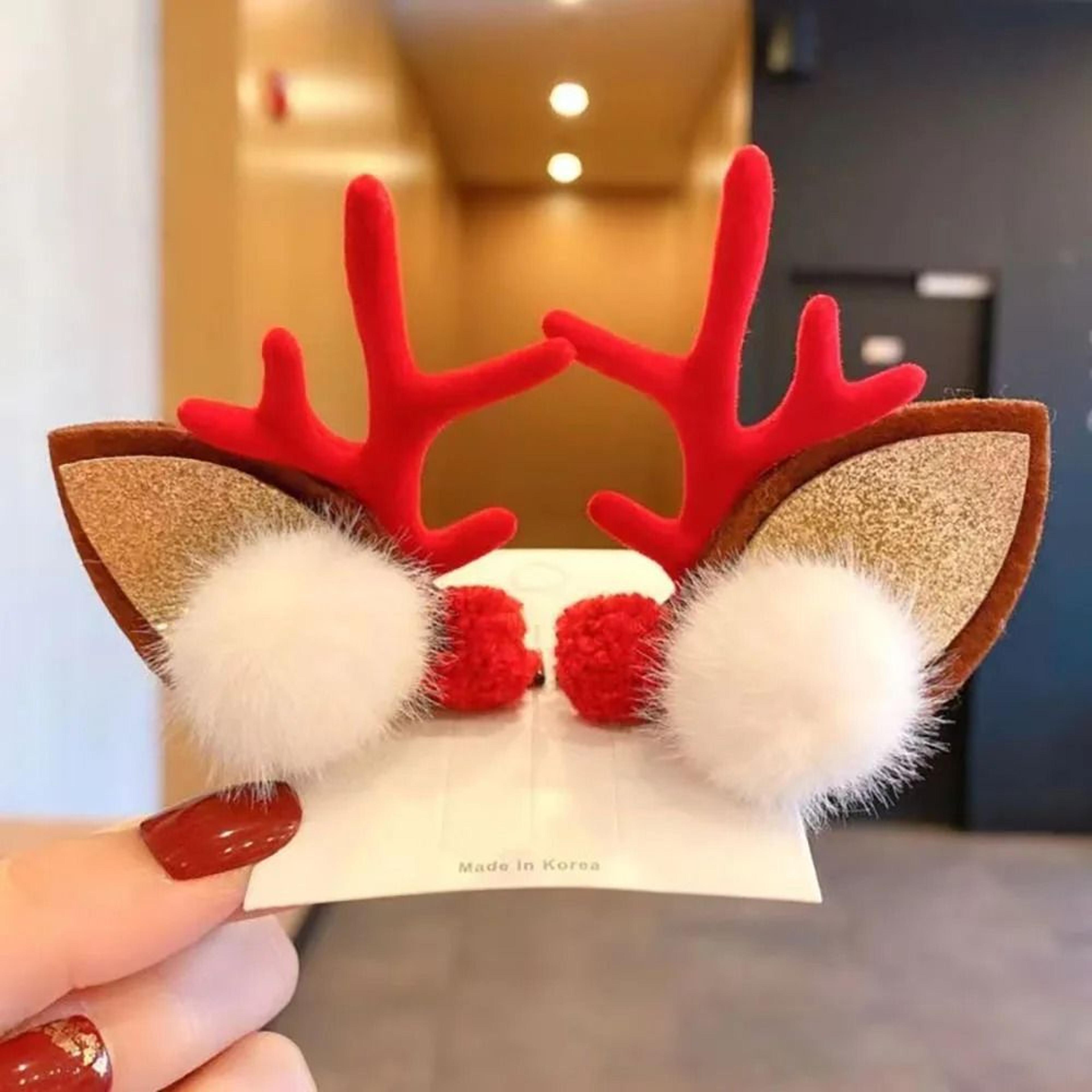 festive antler hair clip set