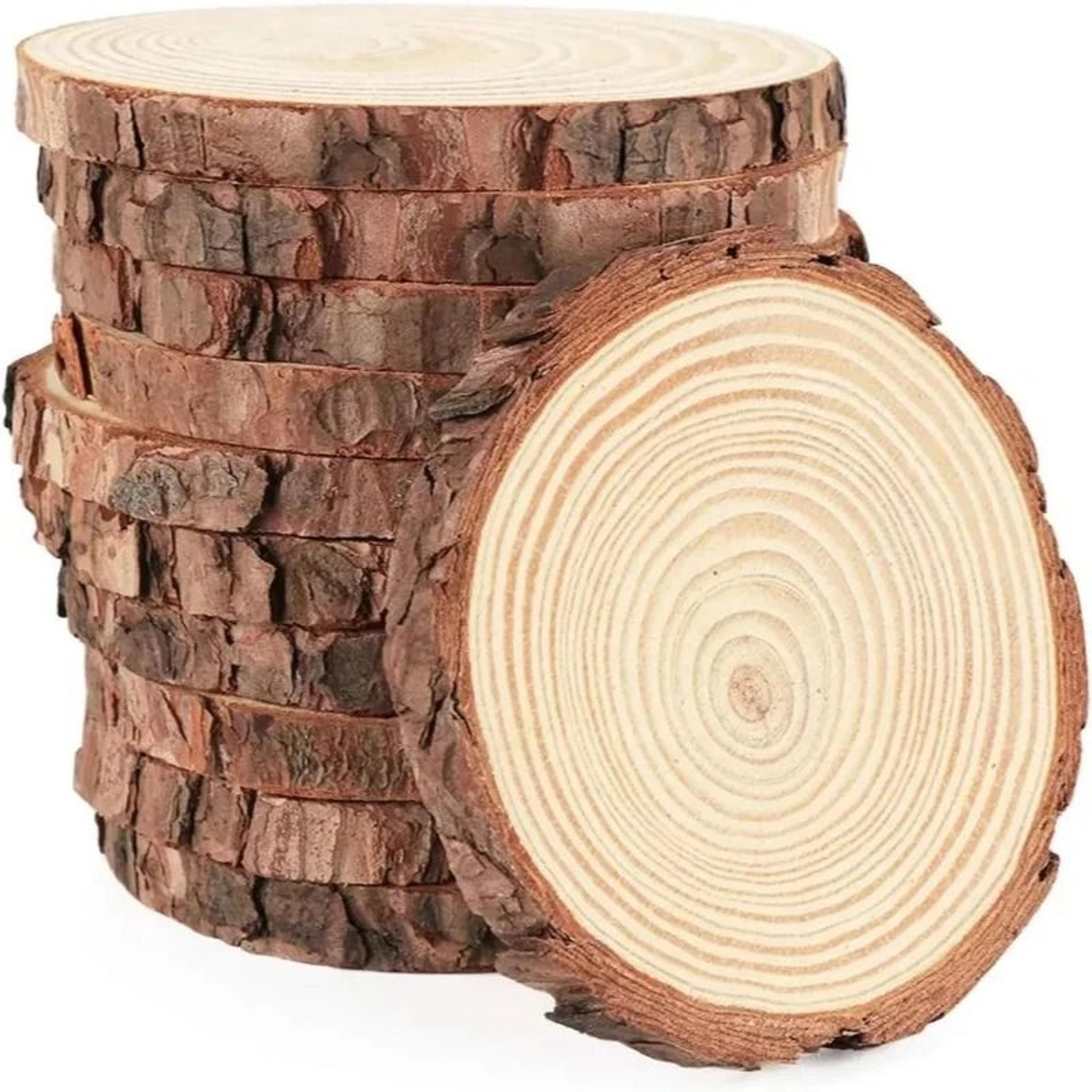 natural pine wood craft slice set