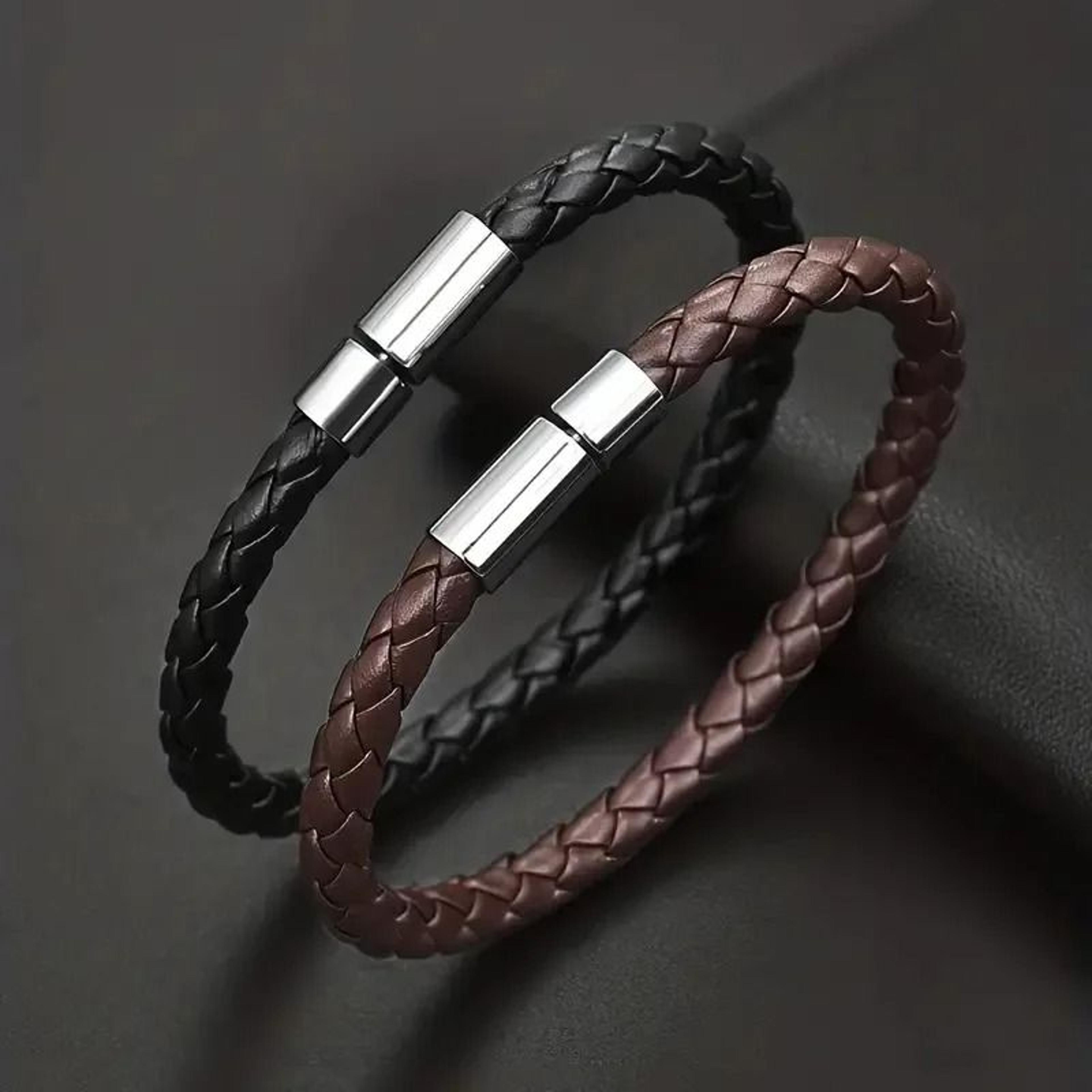 magnetic leather bracelet set for men