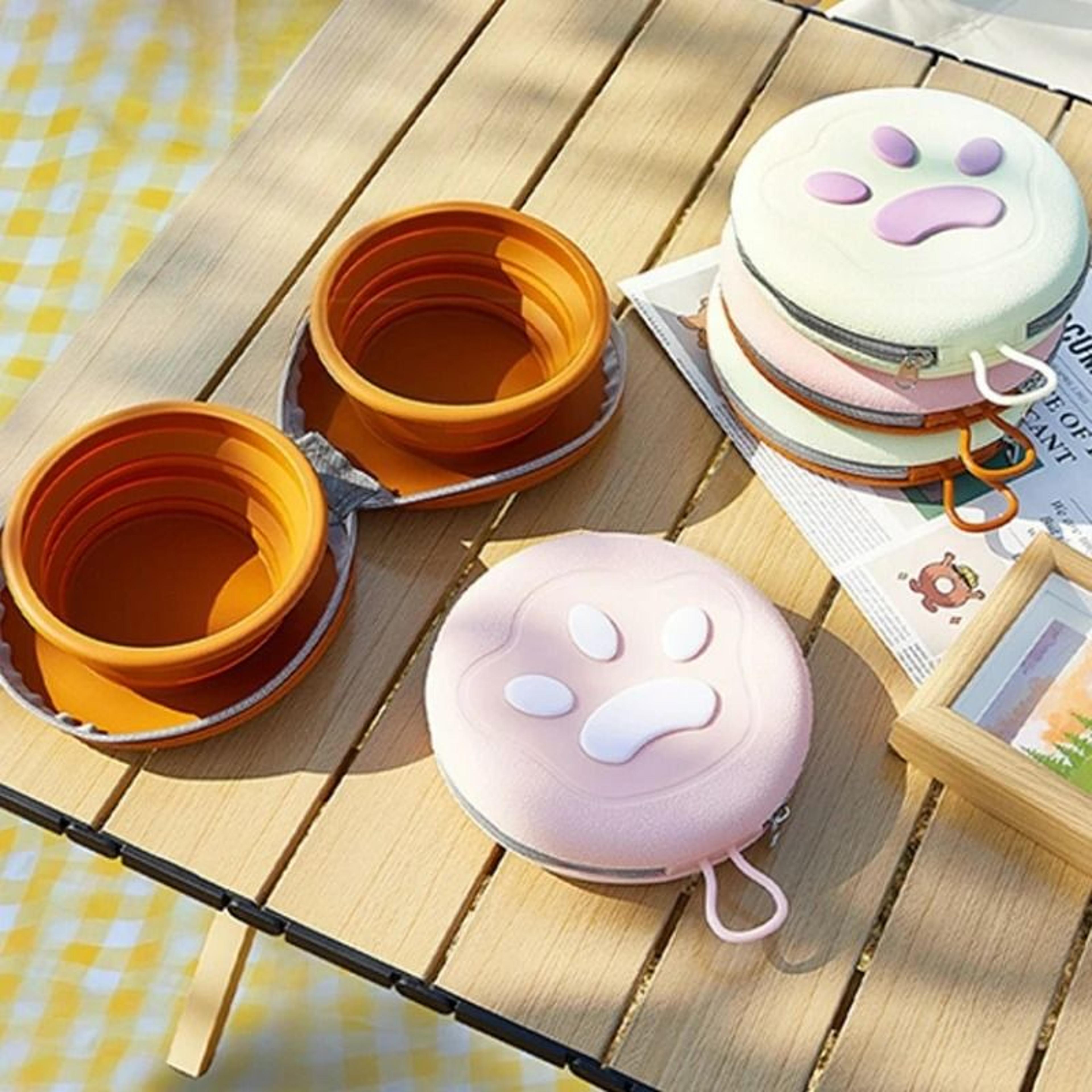 foldable silicone double pet bowl