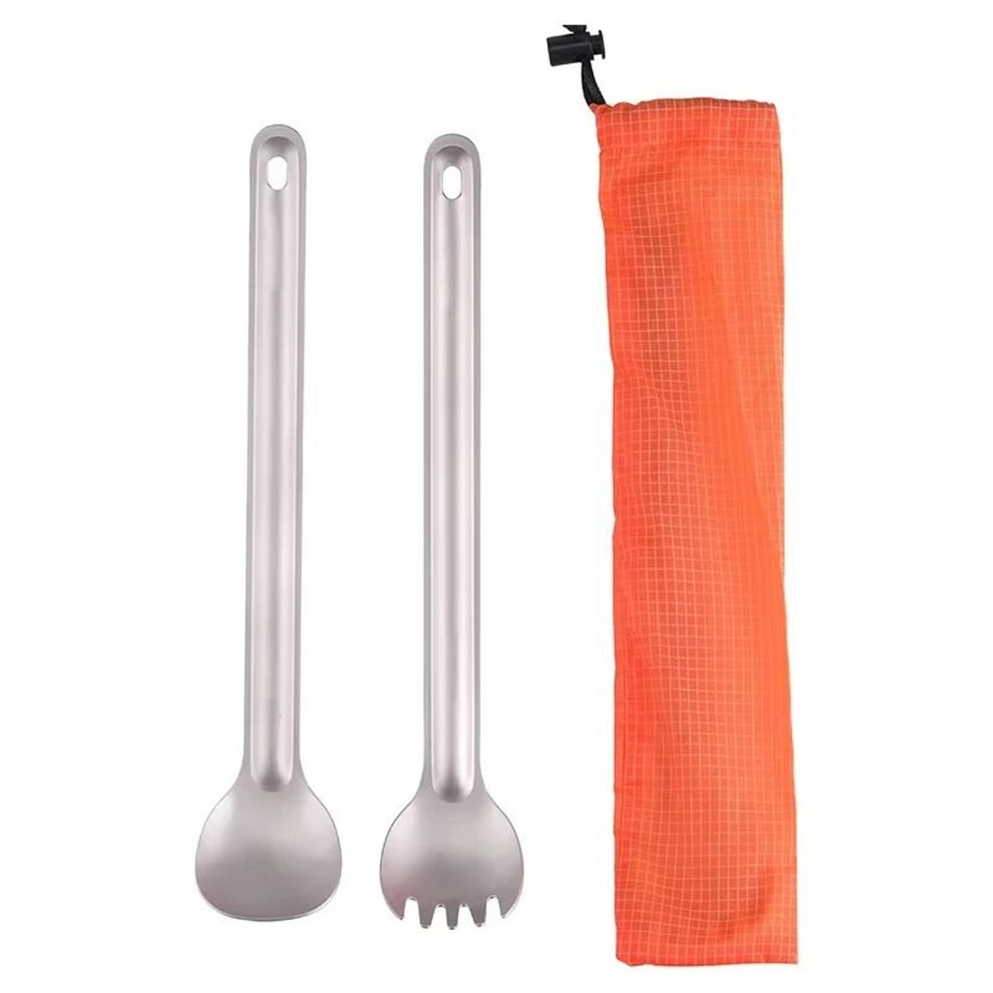 titanium long handle spork spoon