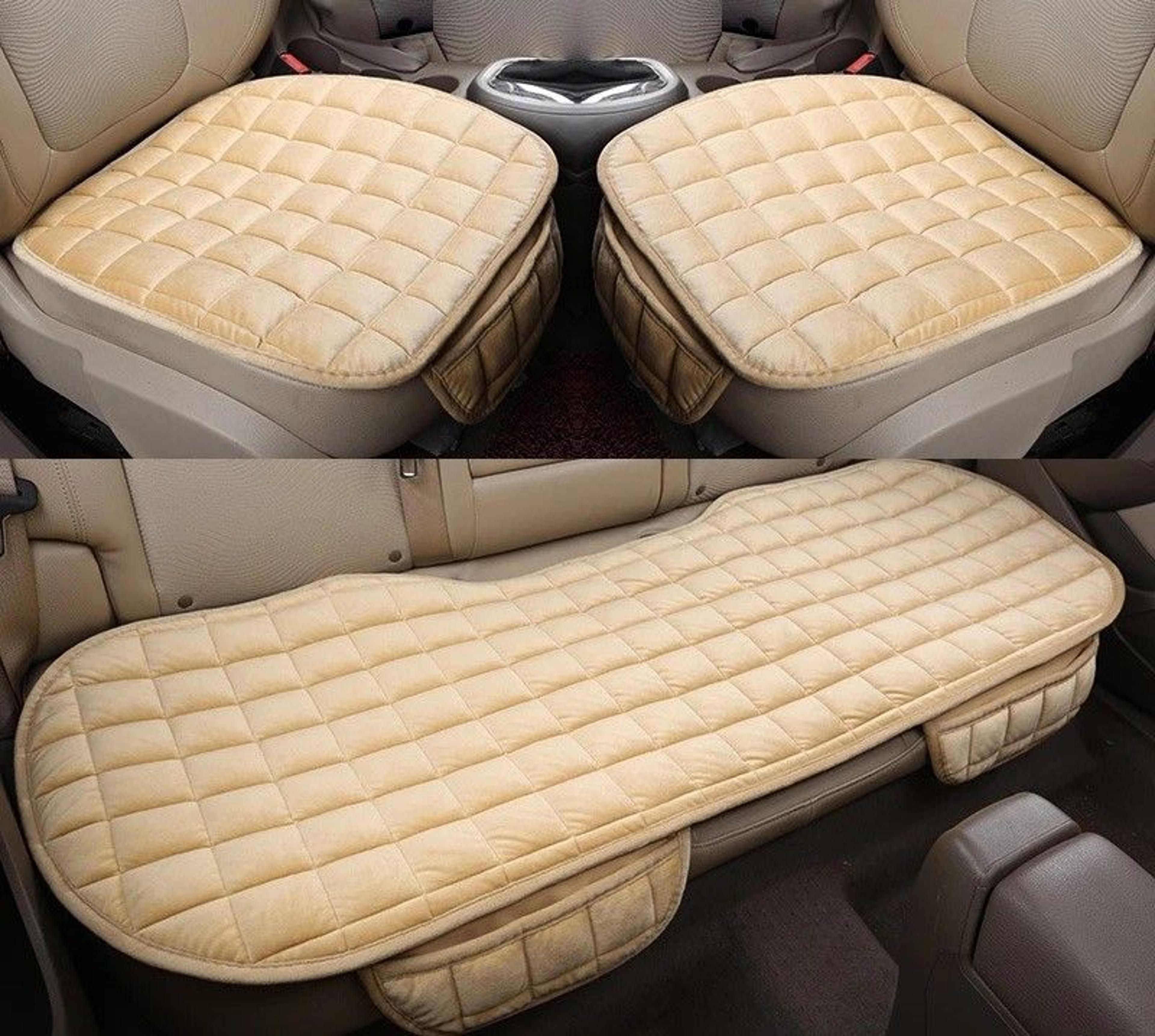 plush car seat cushion cover for front and rear seats