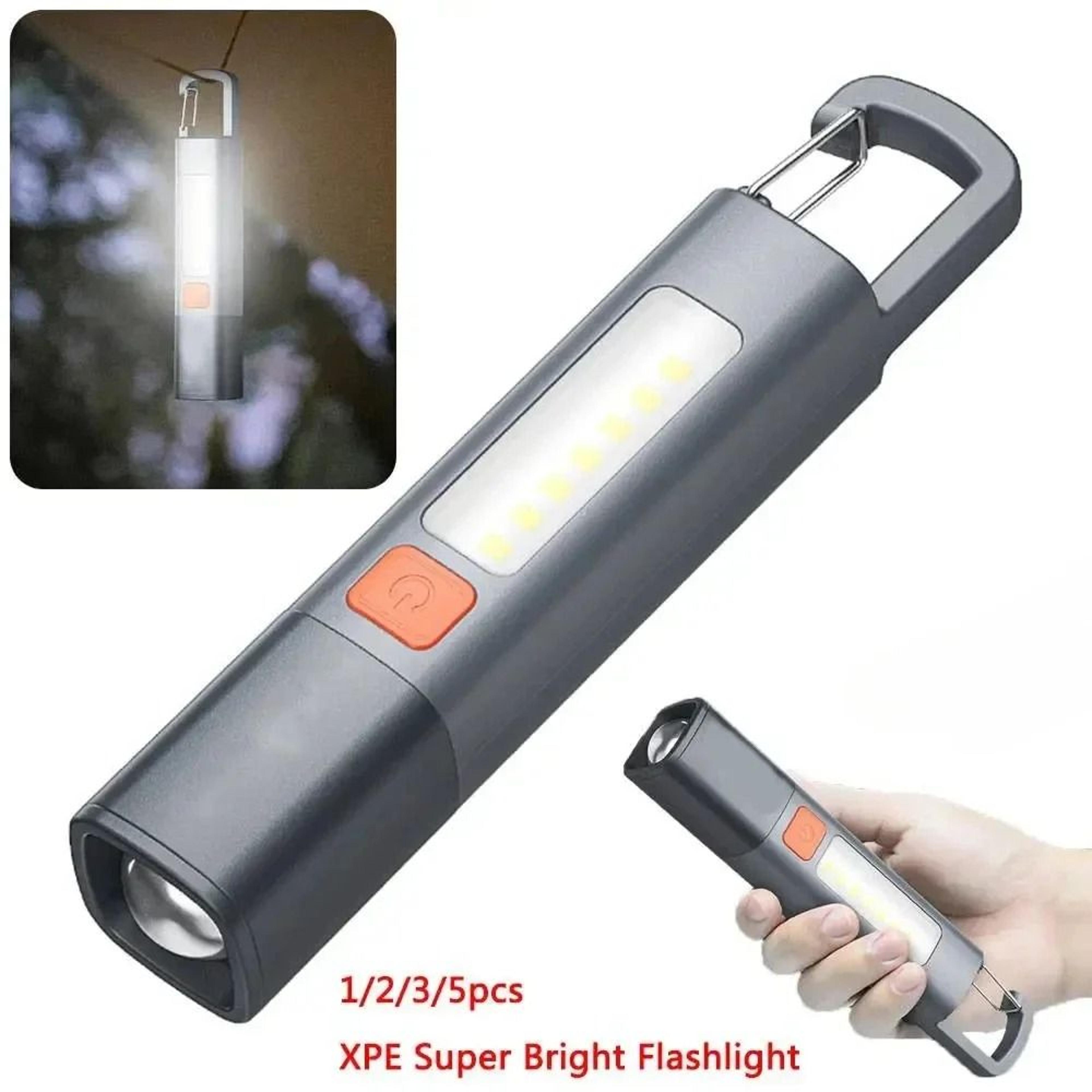 super bright rechargeable led flashlight with hook for camping and outdoor use